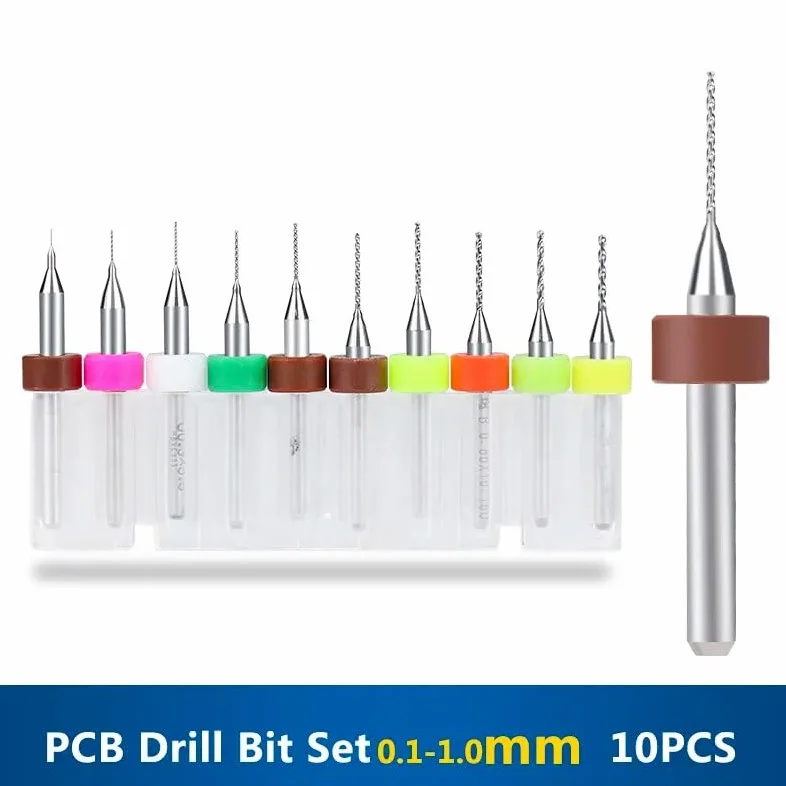 Wiertło Micro PCB 0,1-1,0 mm wiertło z węglika wolframu do drukowania płytek drukowanych (kolor: zestaw 0,3-1,2 mm, rozmiar: 1 pudełko (10 sztuk))