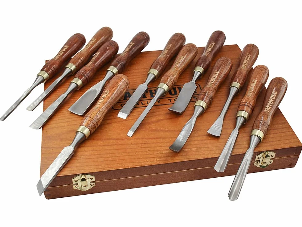 Faithfull Dłuto do rzeźbienia w drewnie, zestaw 30 cm etui prezentacyjne, kolor orzecha włoskiego