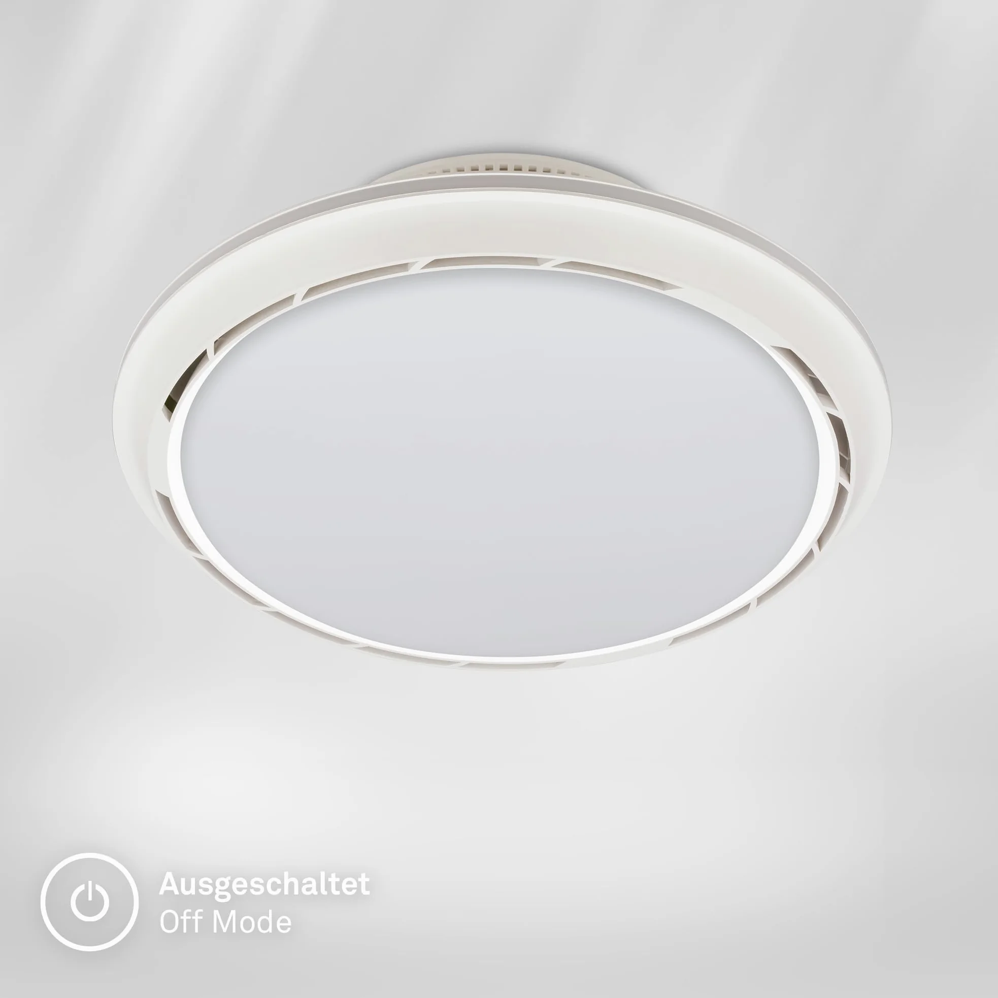 BRILONER - Wentylator sufitowy LED z oświetleniem i pilotem, sześć prędkości pracy, regulowane CCT od ciepłej do dziennej bieli, ściemnialna lampa sufitowa z wentylatorem, 44 x 17,5 cm, biały