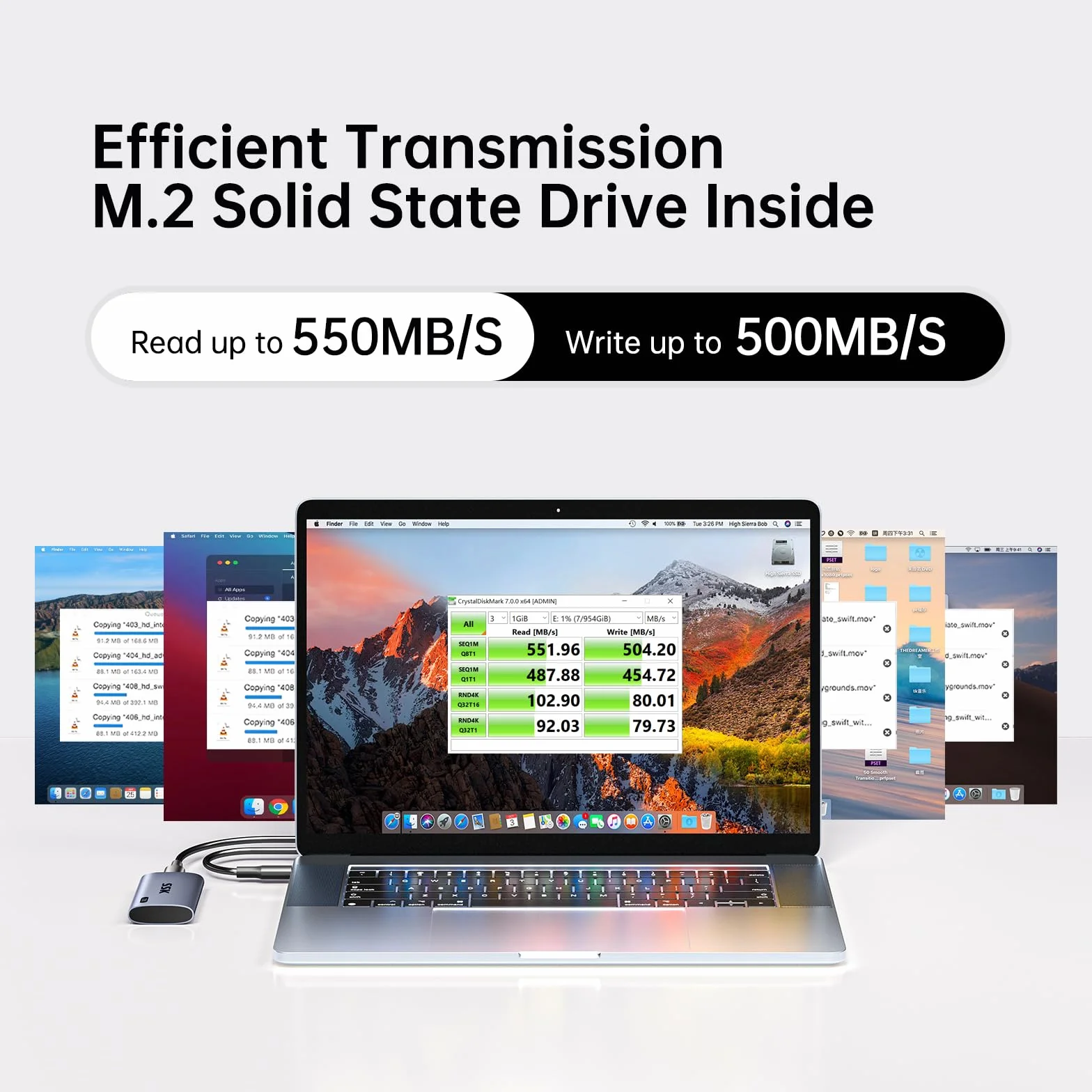 SSK Przenośny zewnętrzny dysk SSD 128 GB, ultraszybka prędkość do 550 MB/s Zewnętrzny dysk półprzewodnikowy USB 3.2 Gen2 USB-C Mini Zewnętrzny dysk SSD do laptopów, urządzeń typu C