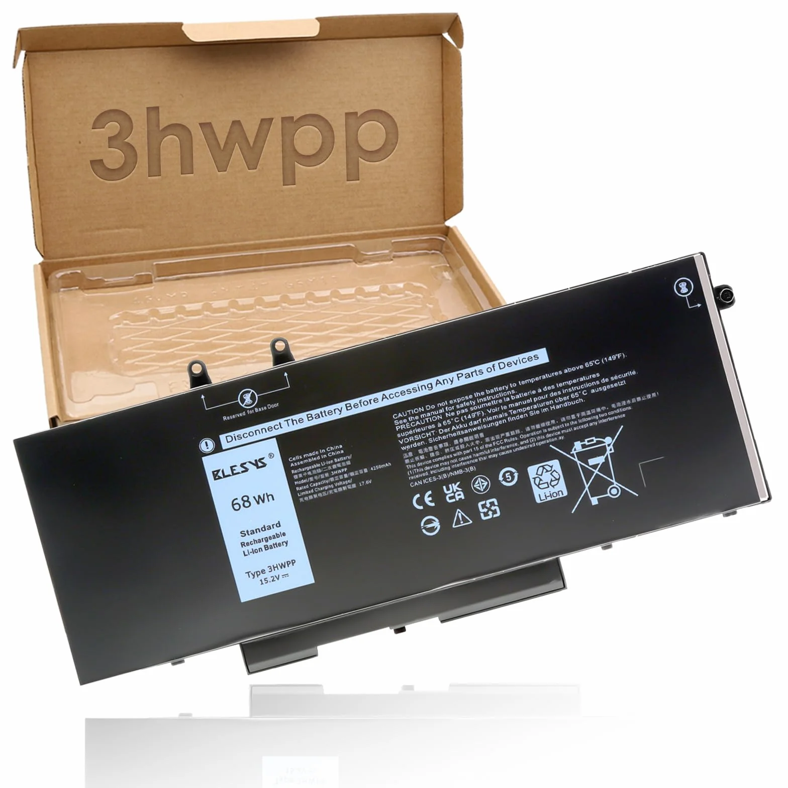 BLESYS 3HWPP Bateria do Dell Latitude 5401 5411 5410 5501 5510 5511 Series do Inspiron 7706 7500 7506 Series do Precision 3541 3550 3551 Series (15.2V, 68Wh)