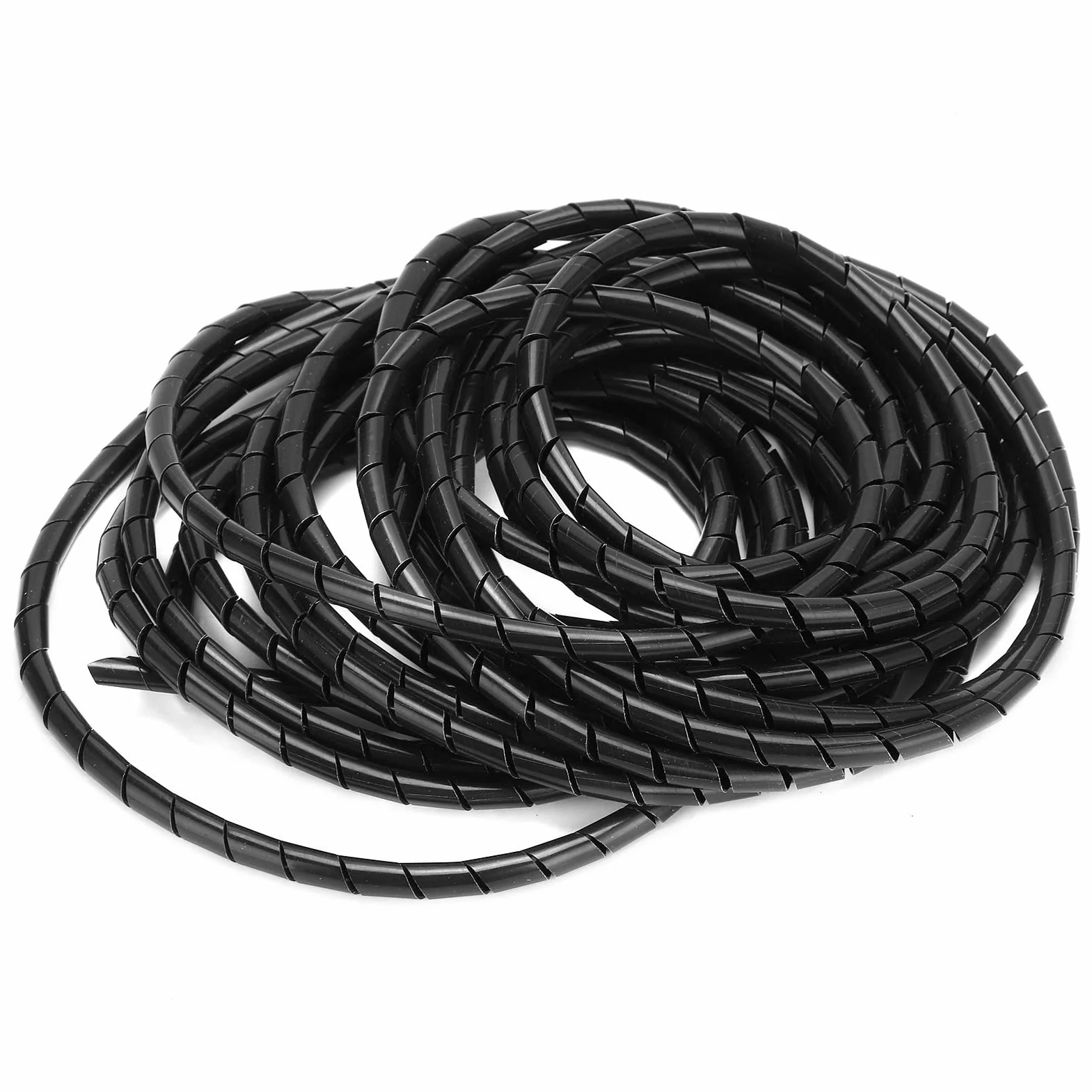 Elastyczny Organizer do Kabli, 10m, Spiralny Oplot Kablowy, 8mm, Czarny, PVC, do Sal Komputerowych i Biur
