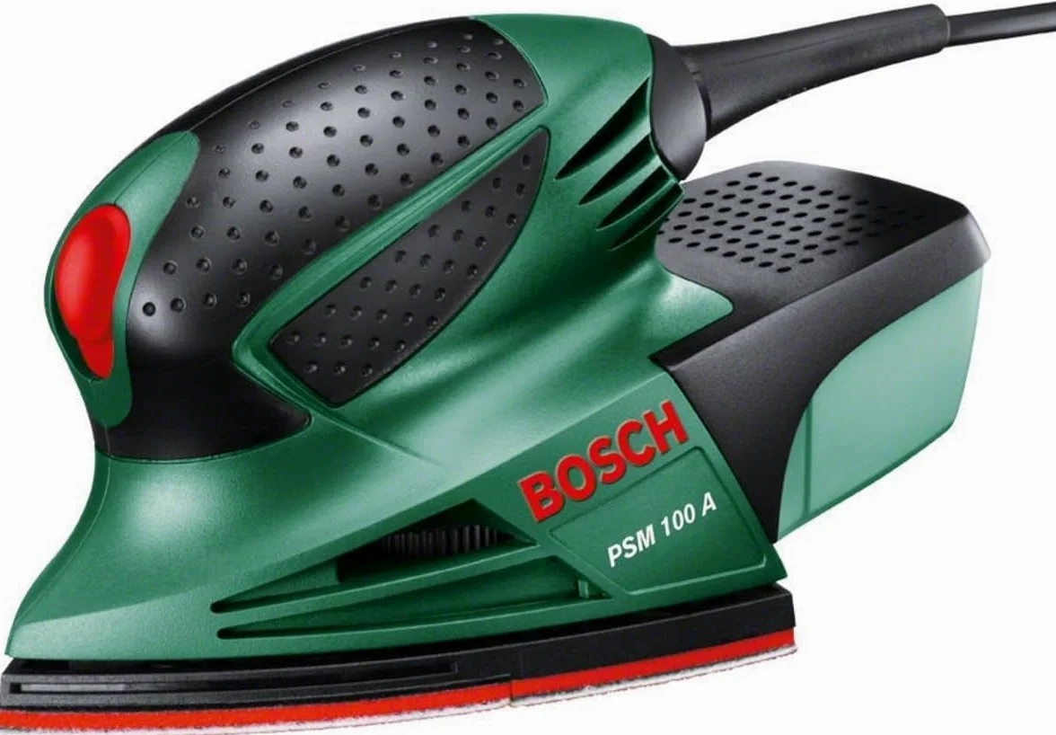 Bosch PSM 100 A szlifierka wielofunkcyjna & Bosch tarcza szlifierska (10 sztuk, do farby, lakieru, drewna twardego/miękkiego, płyt wiórowych, metalu, rdzy, akcesoria do szlifierek wielofunkcyjnych)