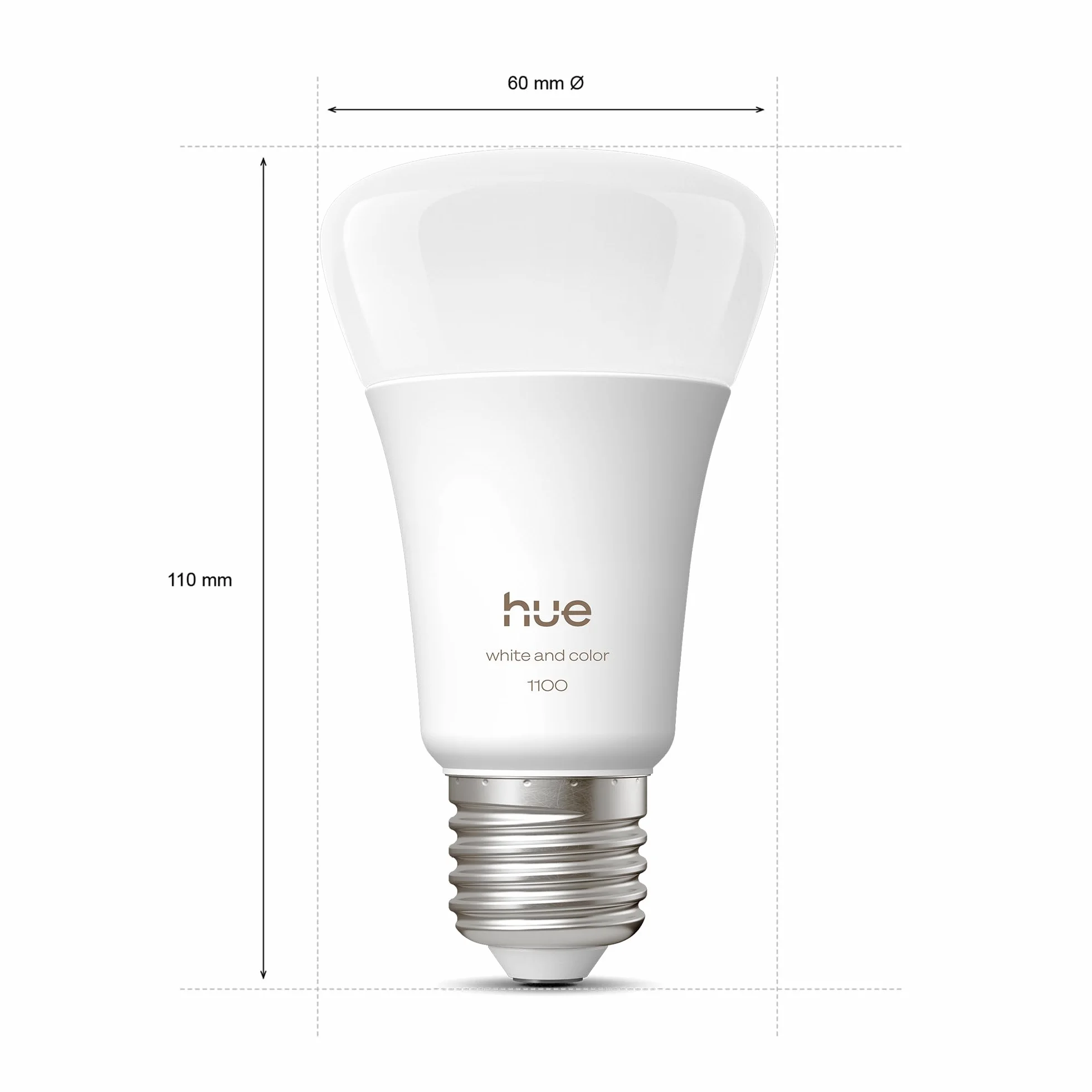 Żarówka Philips Hue Smart LED A60, White and Color Ambiance, trzonek E27, 8,1 W, pełne spektrum światła 1000K–20000K, 1100 lumenów, przyciem, działa z Alexa, Google Assistant i Apple Home, op. 1 szt.
