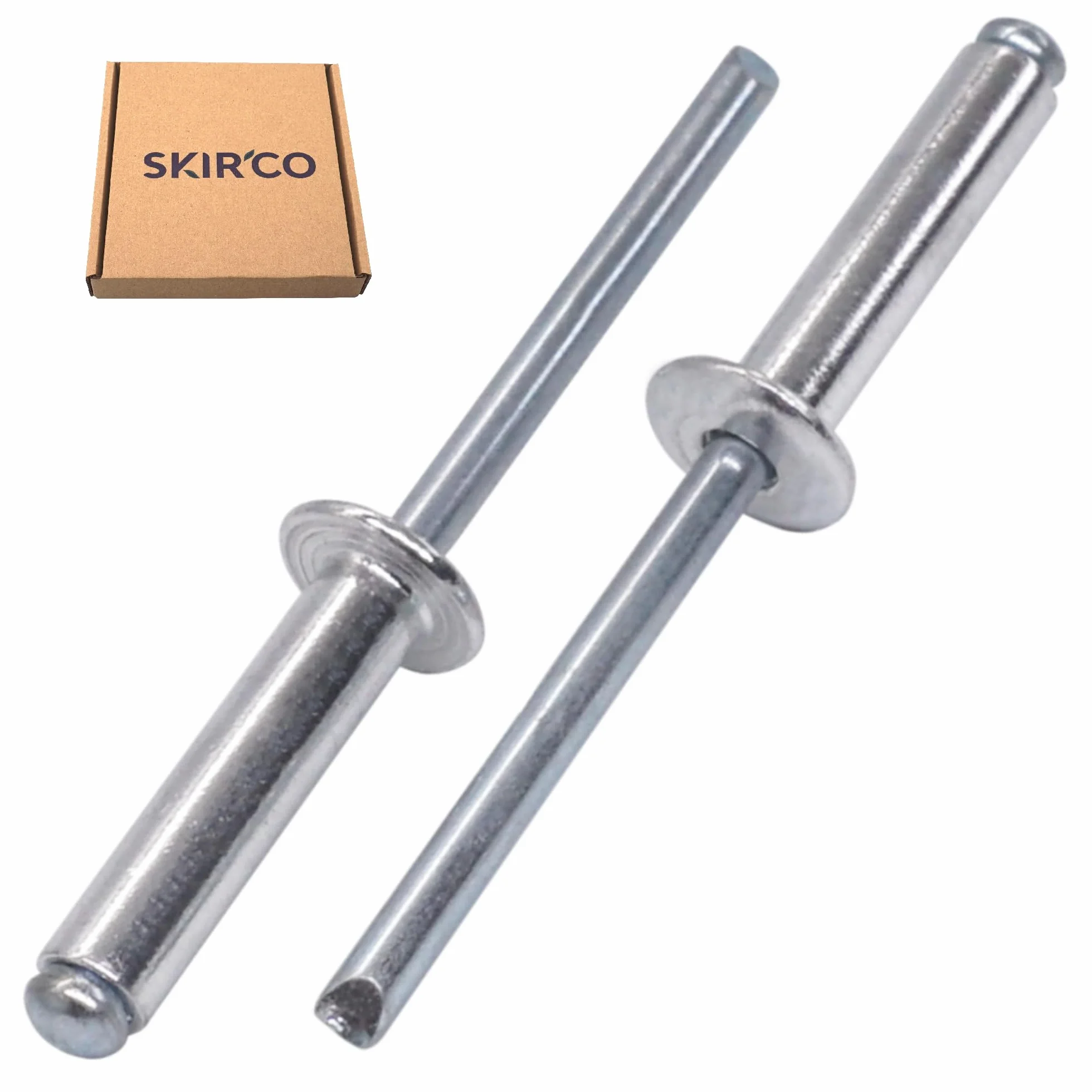 SKIR'CO (60 szt.) Nity zrywalne ze stali ocynkowanej 4,8 x 26 mm, trzpień stalowy, nity zatrzaskowe, głowica kopułowa, nity DIN 7337