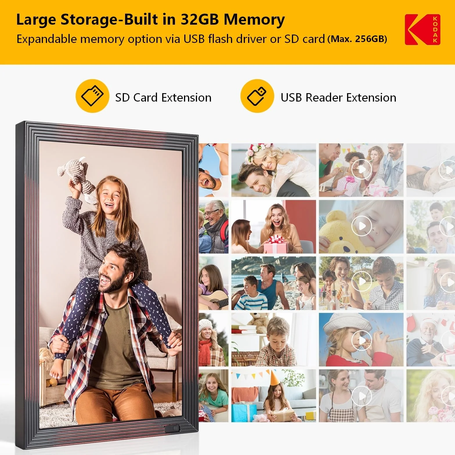 KODAK 21,5 cala Cyfrowa ramka na zdjęcia FHD Wi-Fi 32 GB