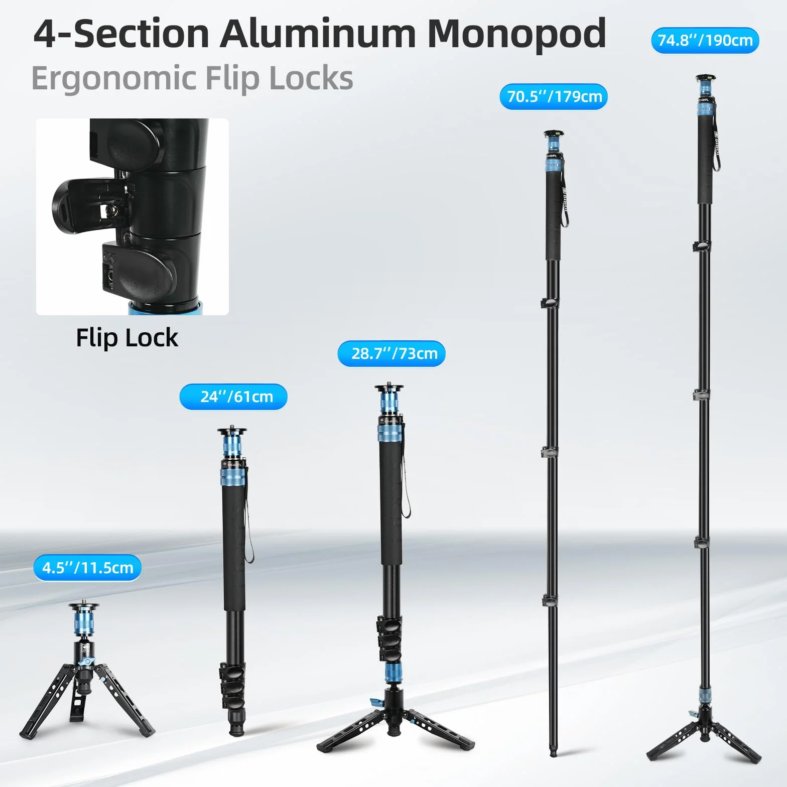 SIRUI AM-404FL monopod statyw aluminiowy 190 cm 360° 12 kg
