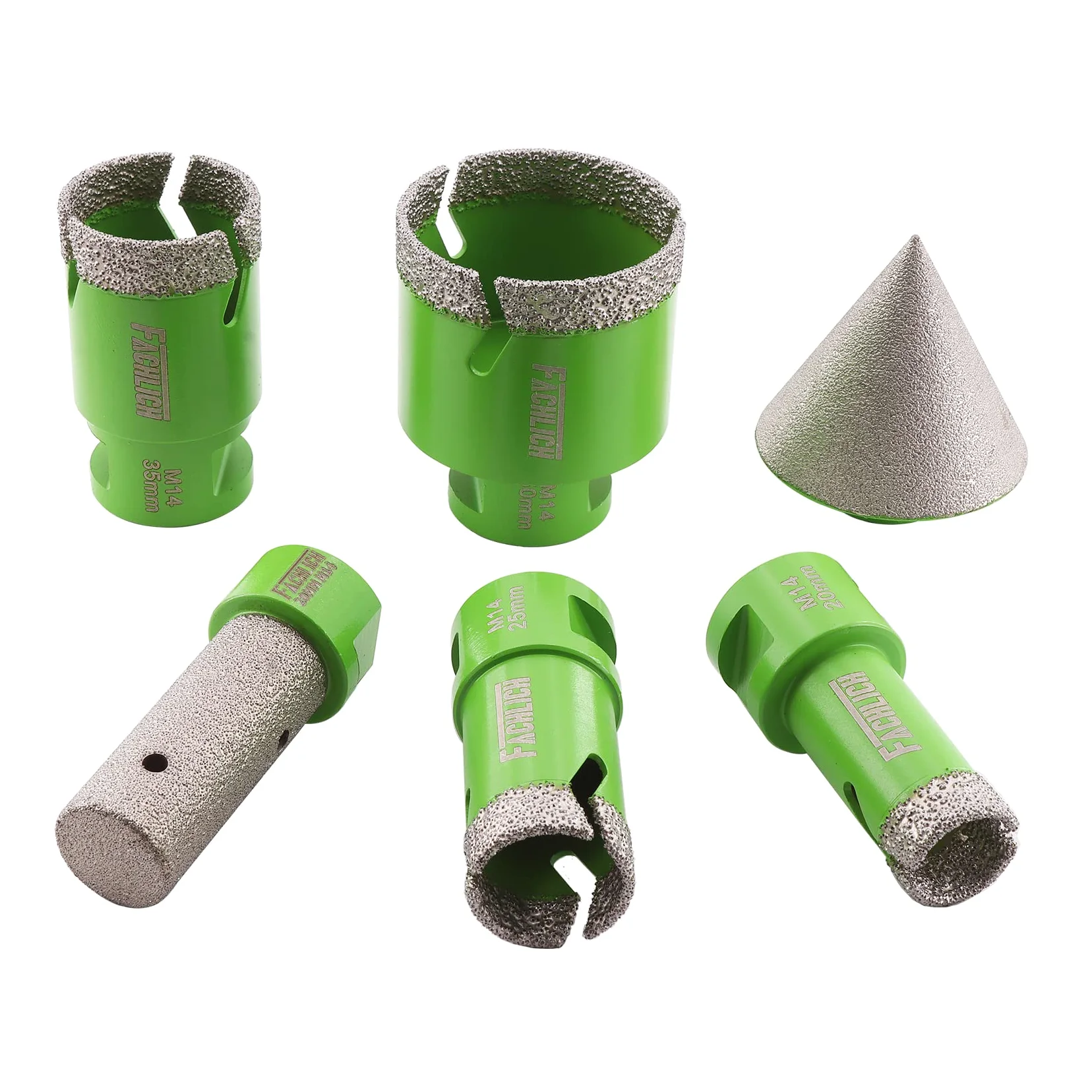 Diamentowe wiertła 20/25/35/50mm 6 sztuk/zestaw i 20mm i 50mm Frez i adapter do wiercenia na sucho Porcelana Płytka Granit Marmur