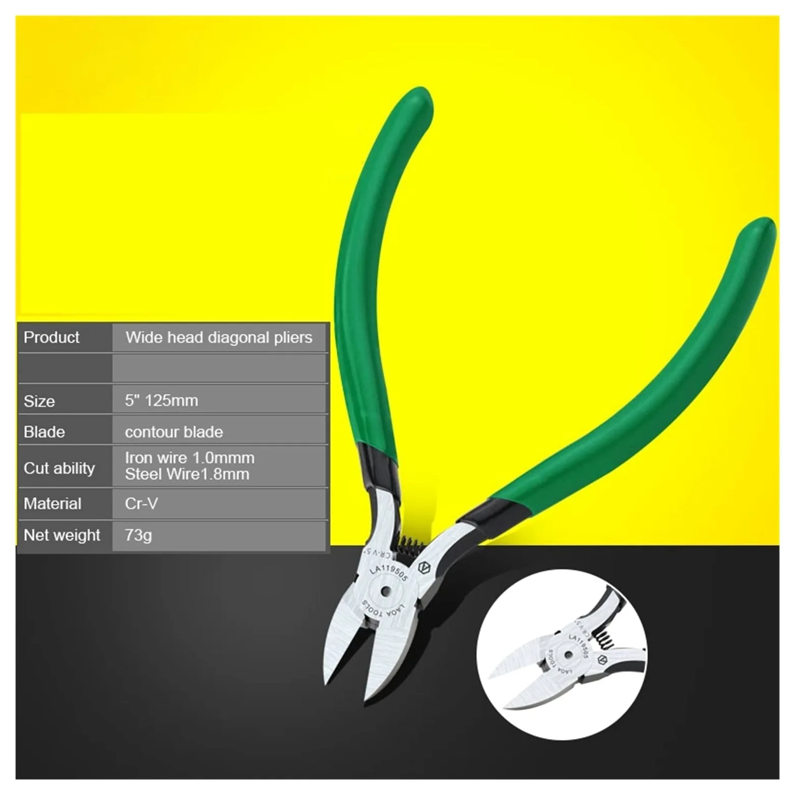JINGYAN Szczypce 5 Inch Electrical Scissors Cr-V Diagonal Pliers Iron Wire Copper Cutters With Labor-saved Spring