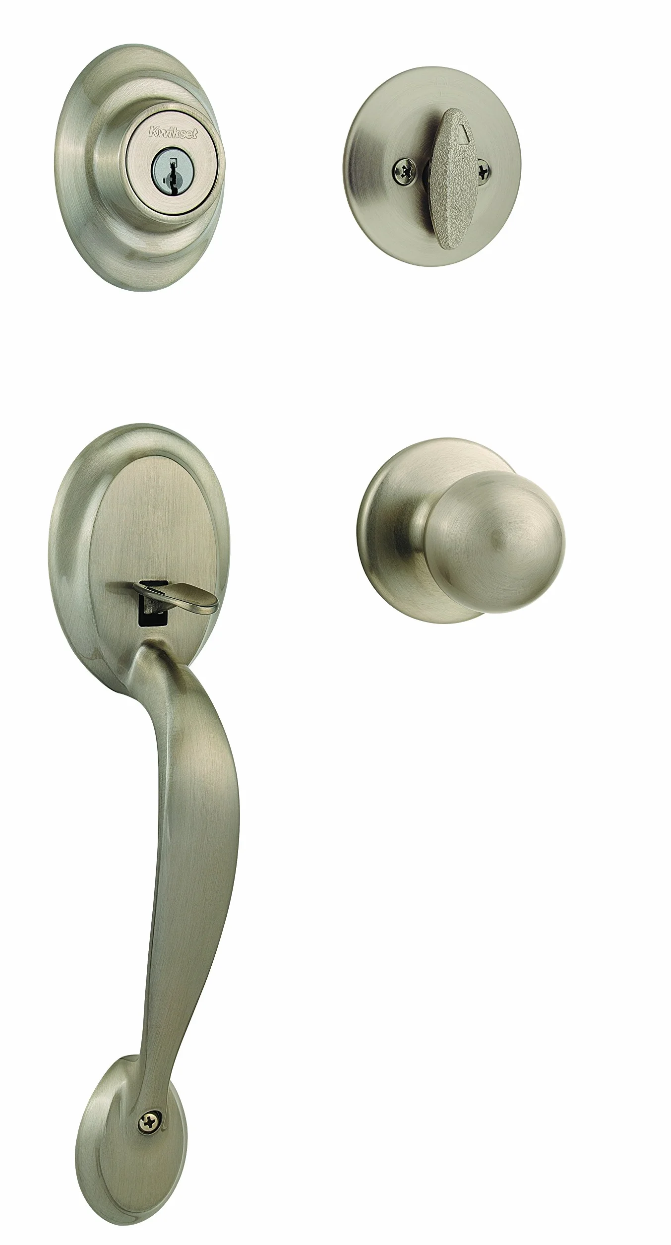 Kwikset Dakota pojedynczy cylindrowy zestaw klamek SmartKey satynowy nikiel