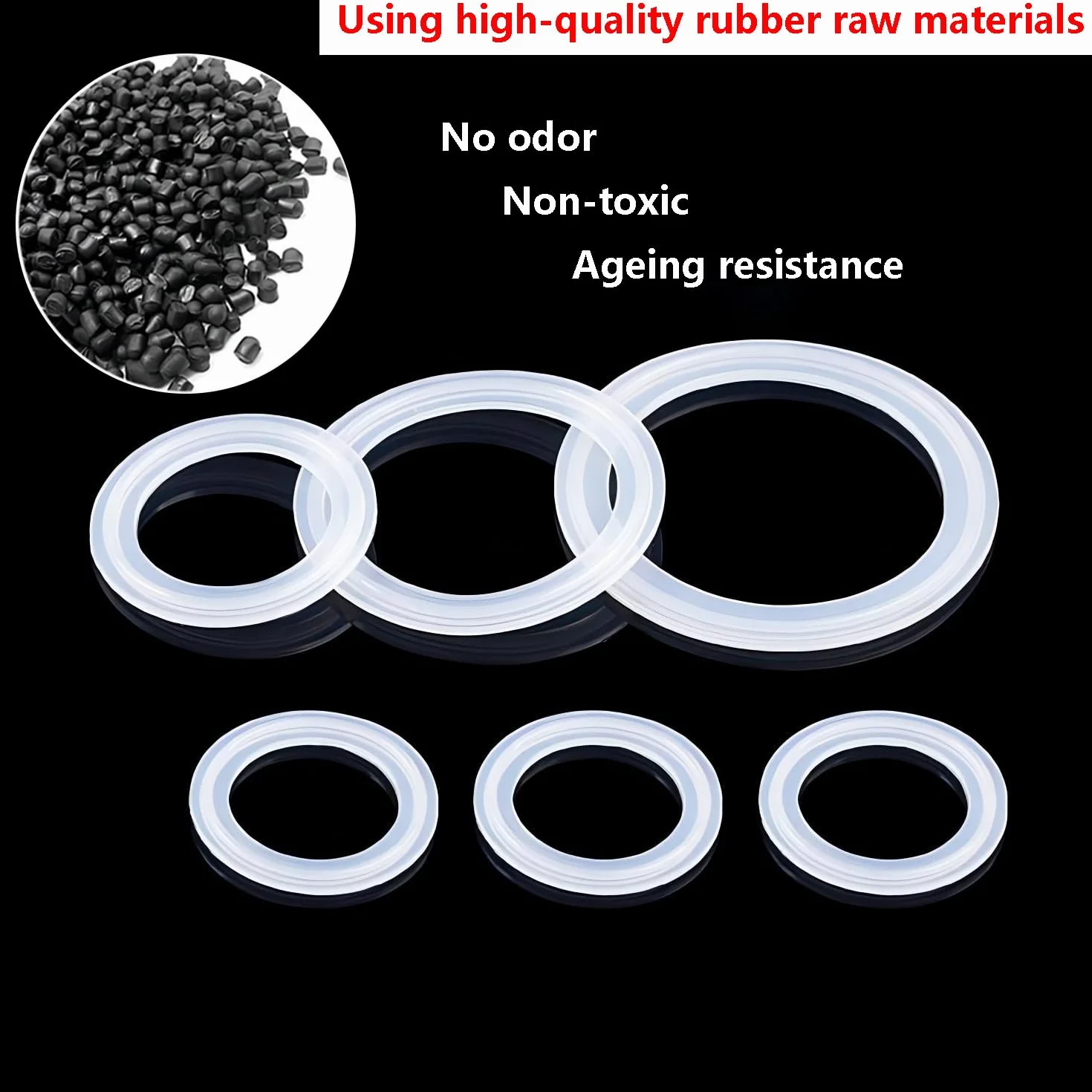 3 sztuki uszczelki silikonowe, silikonowe uszczelki typu O-ring do zacisku, uszczelki ID 48 mm, do spawania rur sanitarnych 64 mm OD