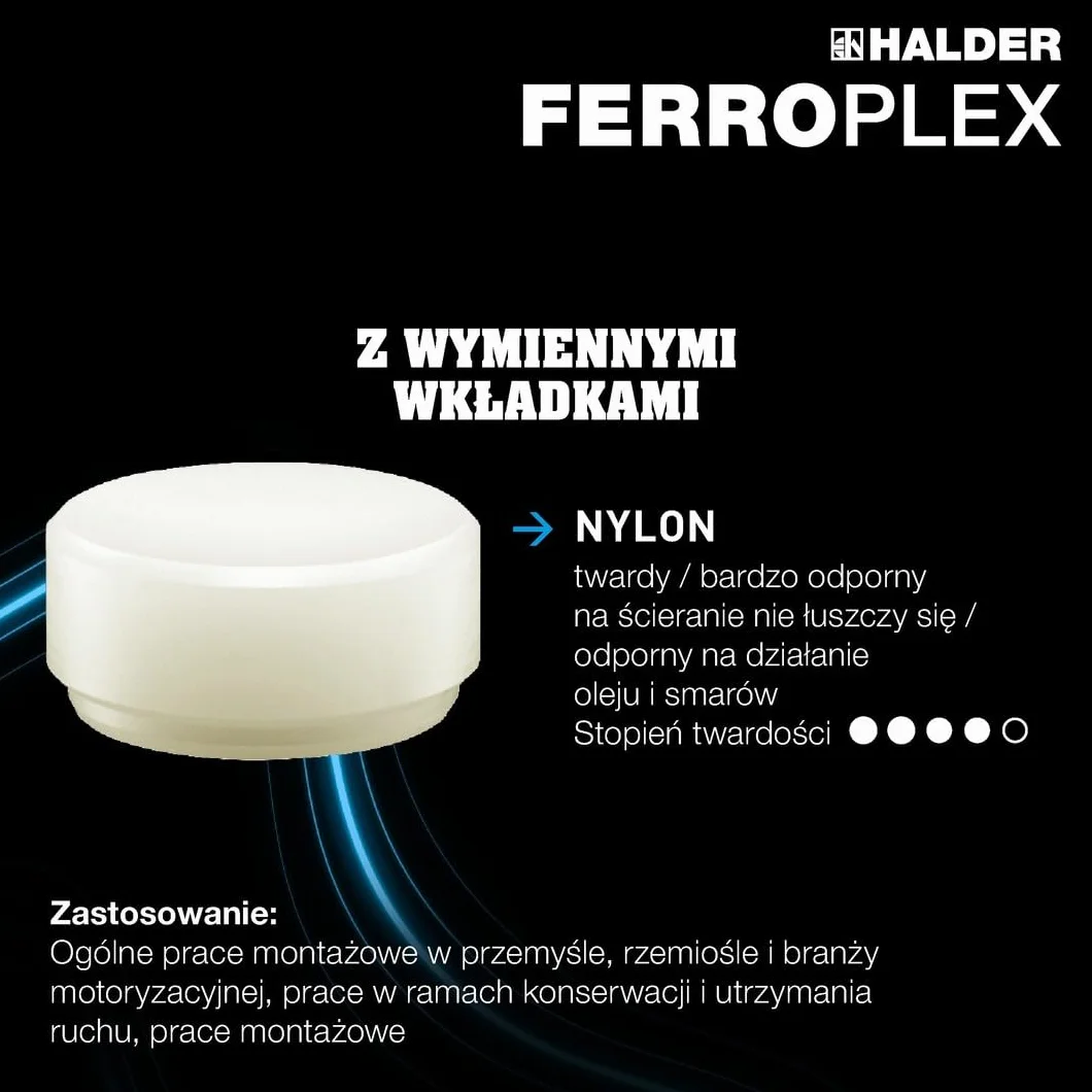HALDER Młotek wielofunkcyjny, płaski, ergonomiczny | Stal stopowa, stal | 30 mm, 3677.030 g