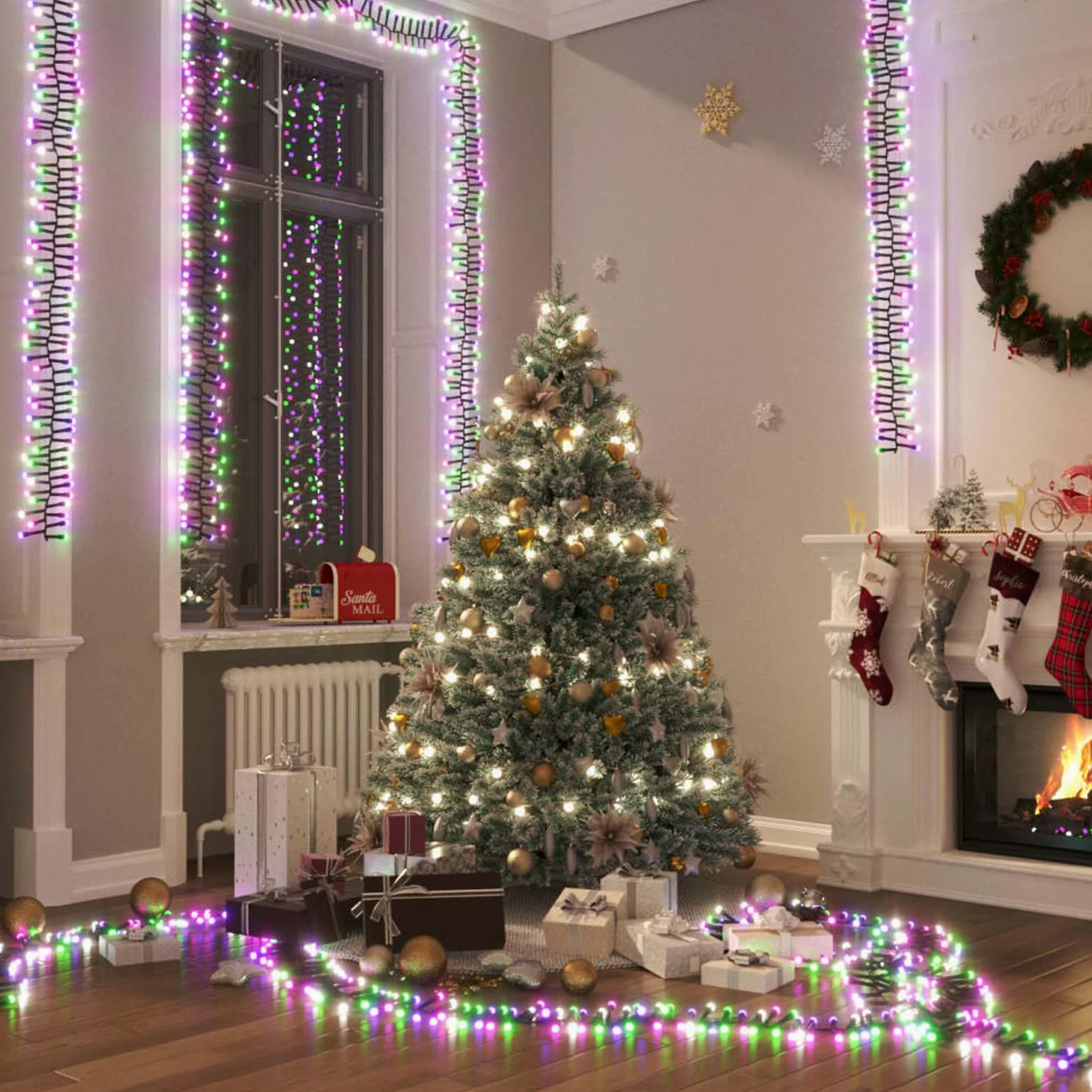Taśma świetlna klastra z 1000 diodami LED, pastelowe PVC, wielokolorowe 11 m, zewnętrzne światła świąteczne, oświetlenie wewnętrzne, dekoracyjne światła do pokoju, dekoracja bożonarodzeniowa do