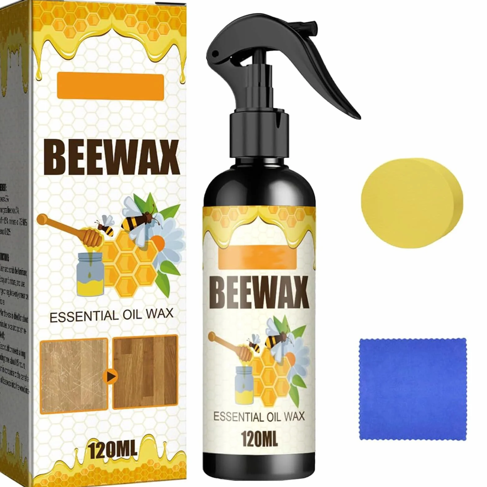 Naturalny mikromolekularyzowany spray Beeswax, naturalny spray Beeswax, środek do czyszczenia wosku pszczelego, uniwersalny naturalny Beeswax, Beeswax Spray Cleaner, pasta do mebli z wosku pszczelego