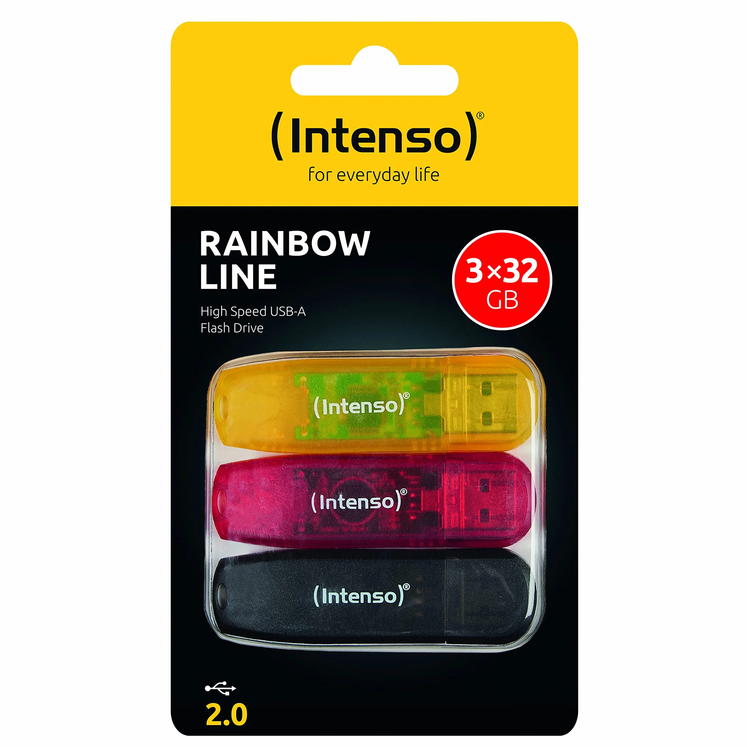 Intenso Rainbow Line 3 x 32 GB pamięć USB 2.0, żółta, czerwona i czarna
