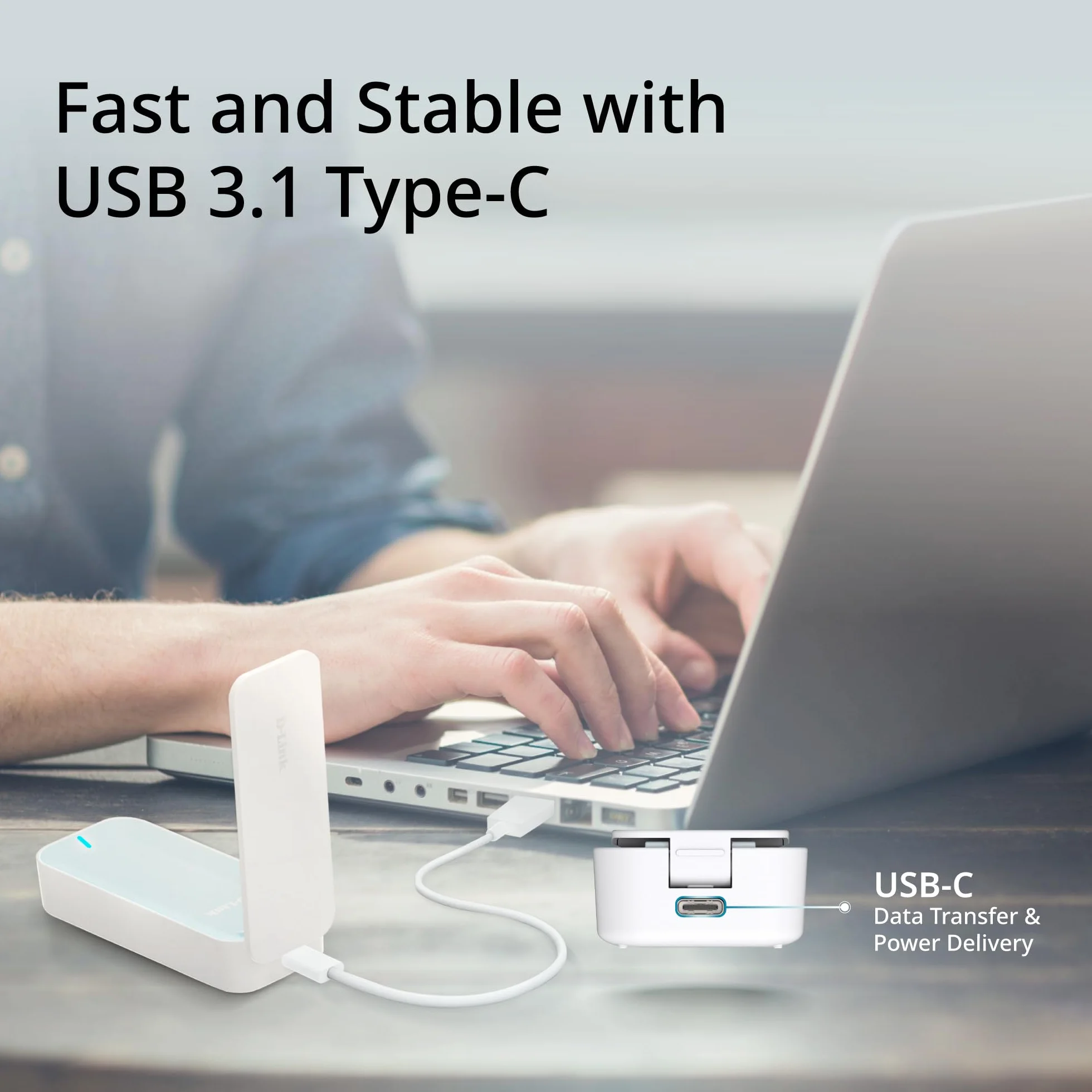 D-Link D501 5G NR Adapter USB – mobilny Internet 5G/4G LTE Plug & Play USB-C antena składana Nano SIM