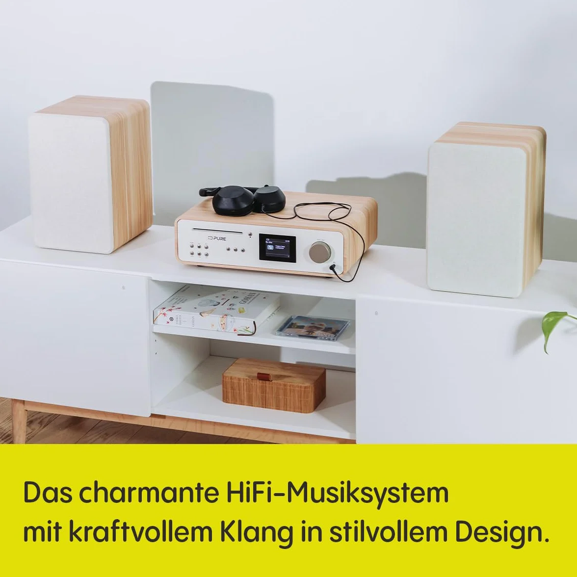 Pure Classic Stereo HiFi Music System 100 W Radio Internetowe DAB+ FM Bluetooth CD USB Spotify Connect Cotton White Oak