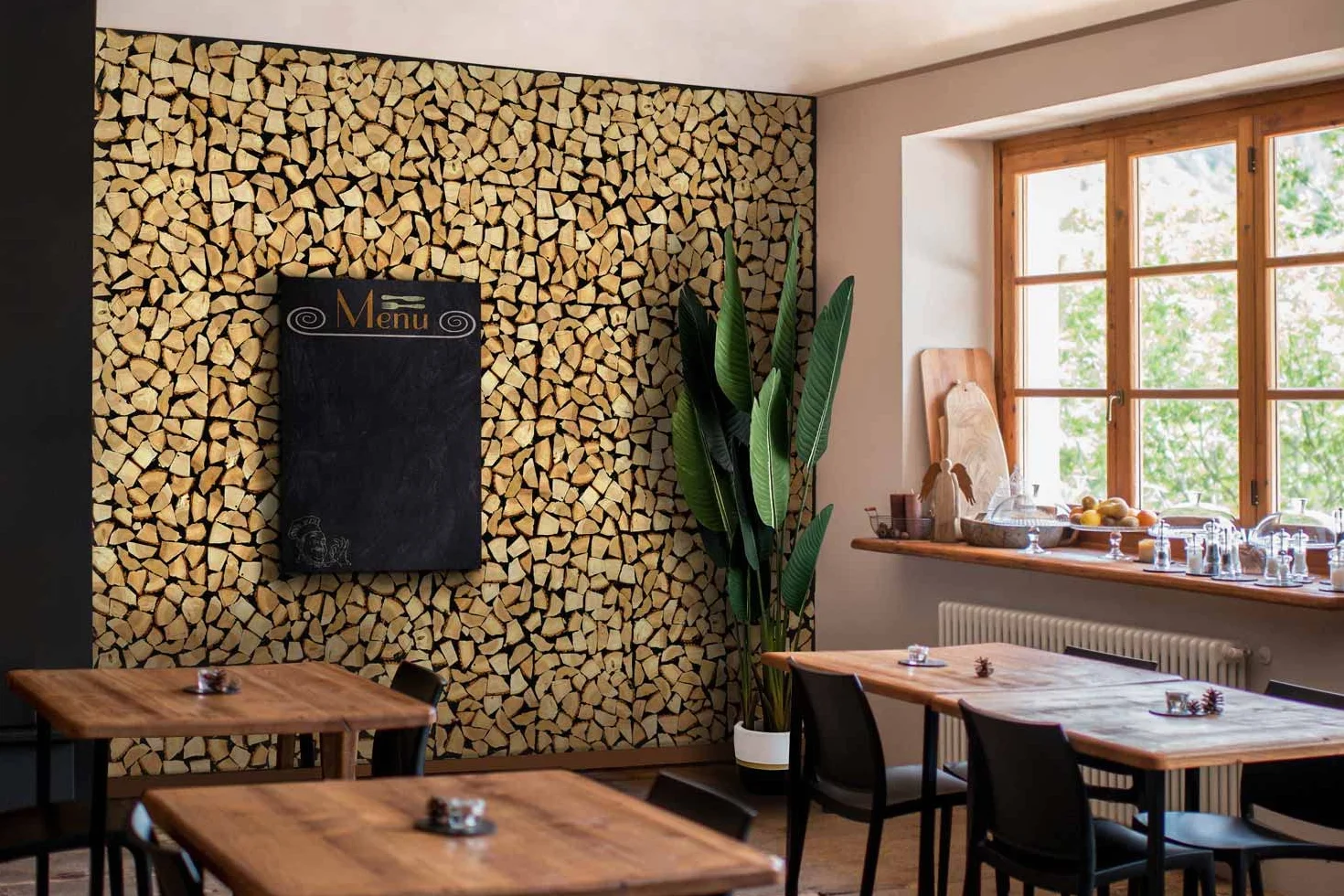 wodewa Deseczka na drewno kominkowe, dębowe drewno kominkowe, panel ścienny, panel akustyczny 3D, dekoracja ścienna, drewno, kominek, rozmiar S