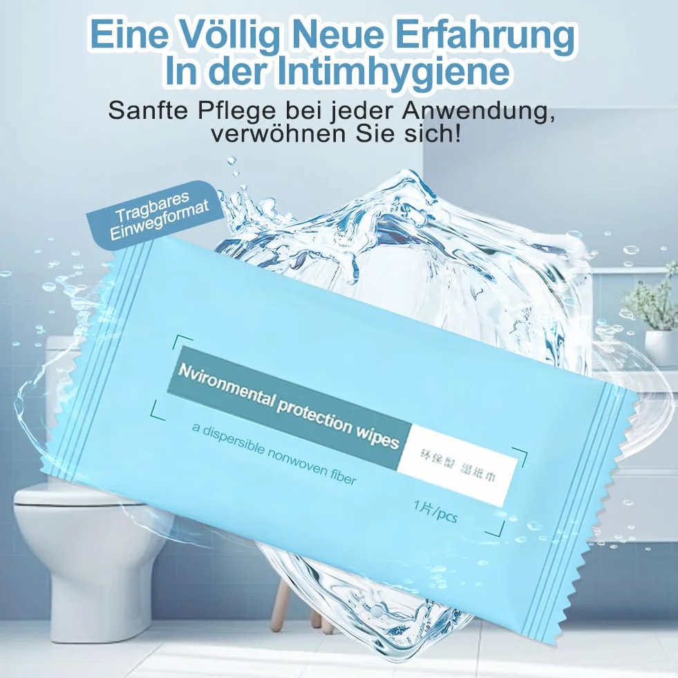 50 sztuk chusteczek odświeżających, wilgotny papier toaletowy, rozmiar podróżny, chusteczki odświeżające do twarzy i rąk, wilgotny papier toaletowy, biodegradowalny, do domu, biura, na zewnątrz
