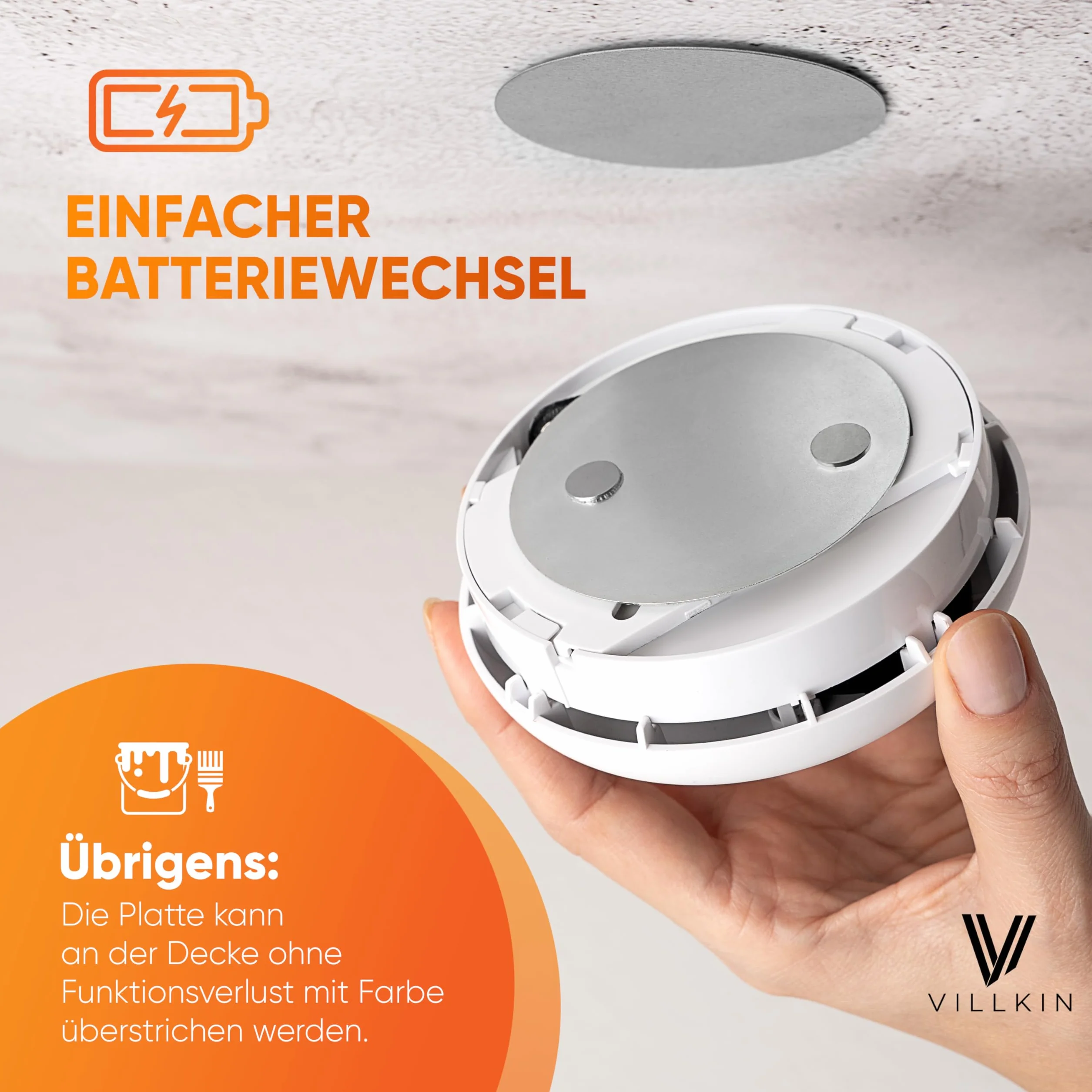 Villkin Uchwyt magnetyczny na czujki dymu, 5 sztuk, Ø 5 cm, magnetyczny uchwyt do czujników ognia i dymu, bez wiercenia, do wszystkich powierzchni – szybki i łatwy montaż (średnica 5 x 5 cm)