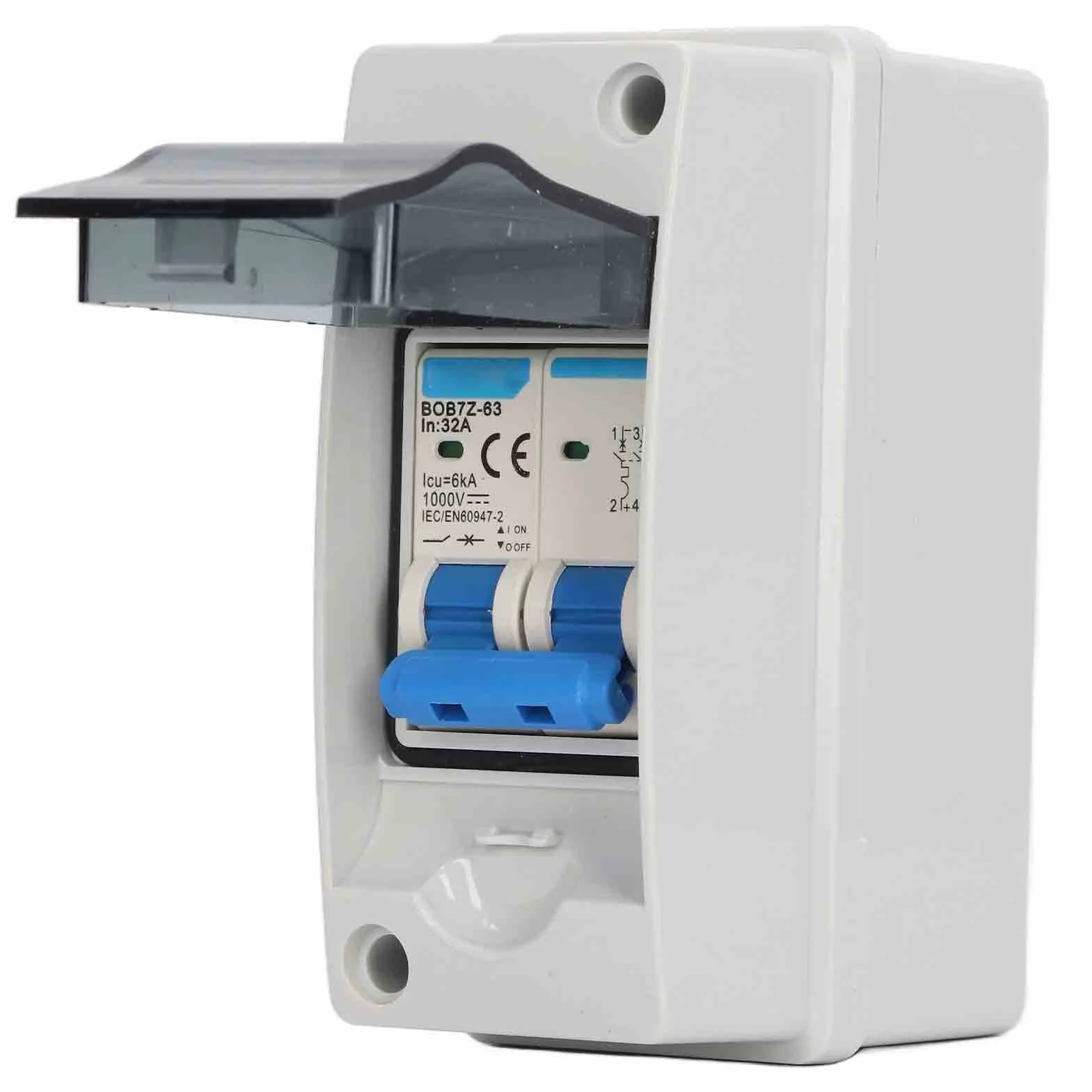 2P 32A 1000V DC Przerywacz, 6KA IP65 Wodoodporny Izolator DC Odłącznik Słoneczny do Panelu Słonecznego System Fotowoltaiczny