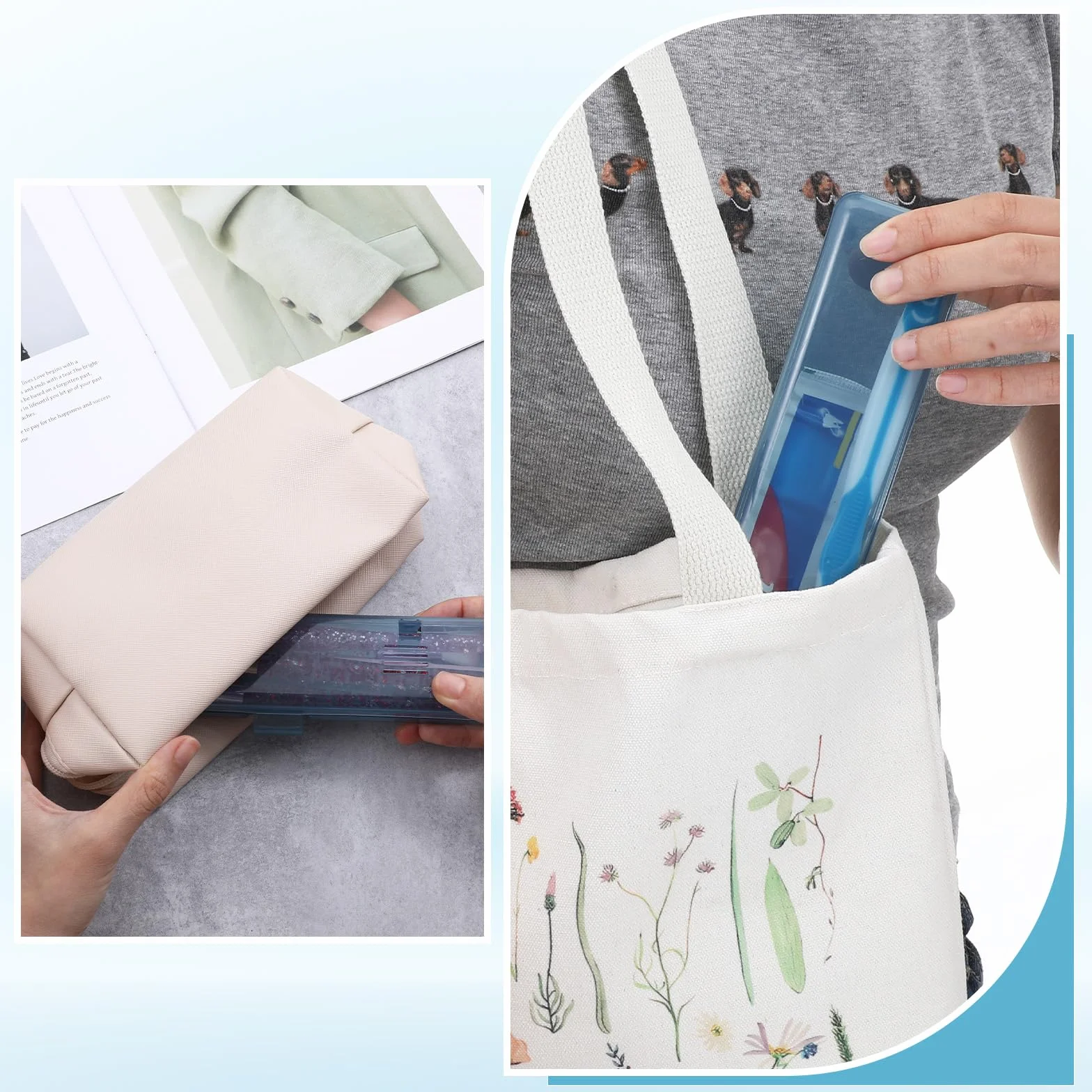 Etui podróżne na szczoteczkę do zębów, 2 szt., Uchwyt podróżny na szczoteczkę do zębów 20 x 4,6 x 2,8 cm, Przenośne plastikowe uchwyty podróżne na szczoteczki do zębów z bezpieczną