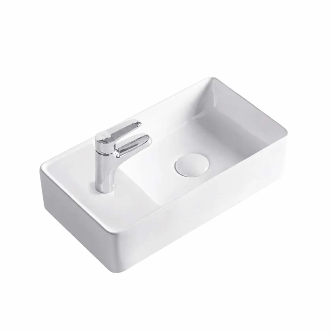 Ceramiczna umywalka nablatowa 46x25 cm biała błyszcząca czarna matowa z otworem na kran