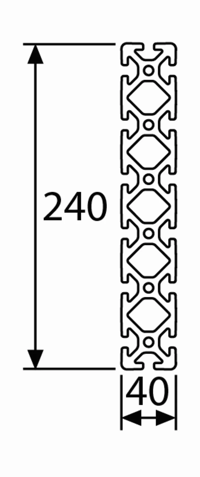 Profil aluminiowy 40 x 240S typ I rowek 8 (ci??ki), srebrny eloksalowany. Profil aluminiowy 40 x 240 profil aluminiowy 40 x 240 profil monta?owy - d?ugo?? standardowa 300 mm
