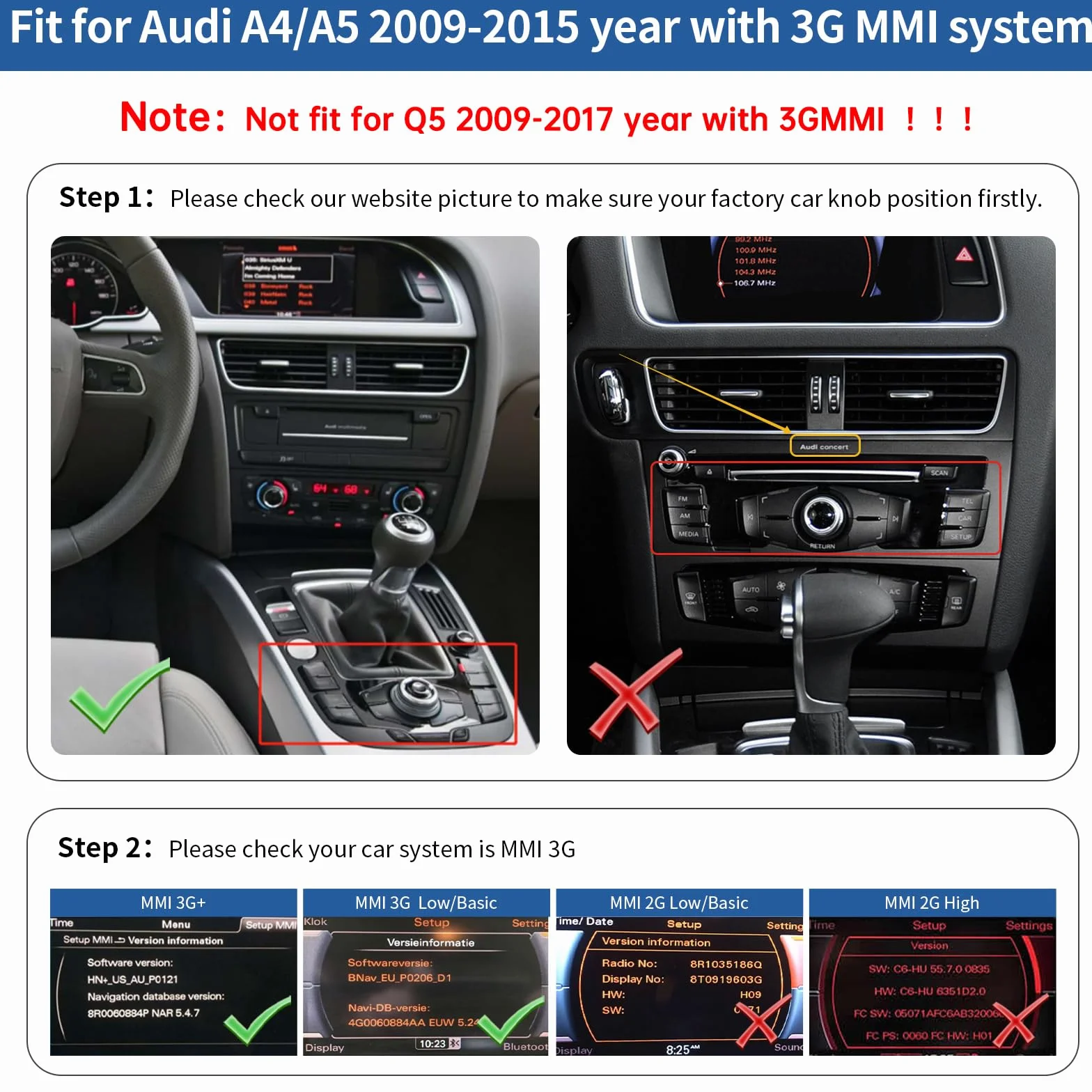 Road Top 12,3 cala Bezprzewodowy ekran dotykowy radia samochodowego CarPlay dla Audi A4 A5 2009-2015