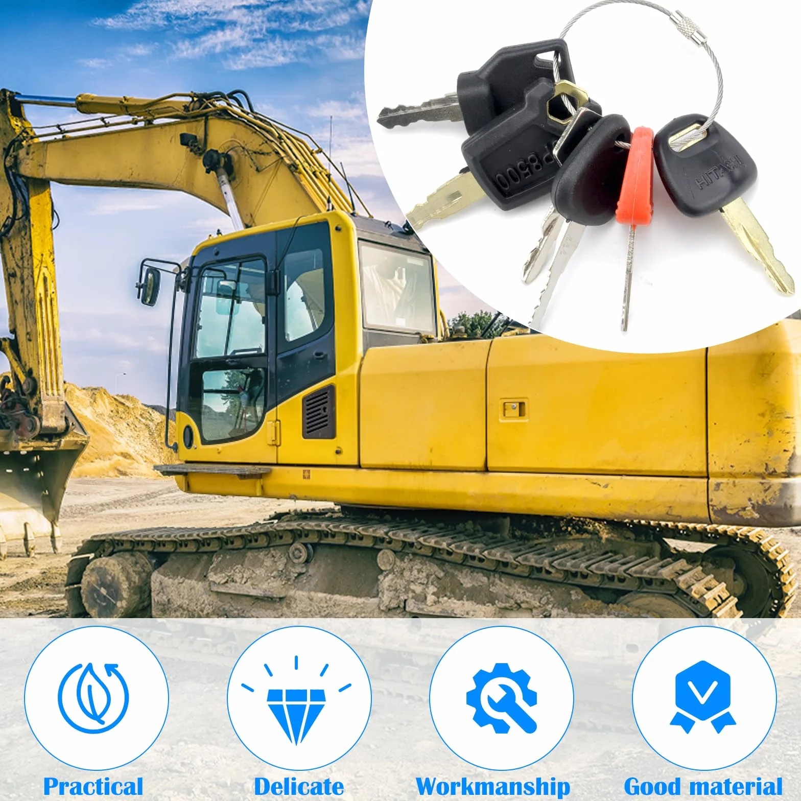 Zestaw 13 kluczy zapłonowych do maszyn budowlanych, wyłączników zapłonu motocyklowego i kluczy do Takeuchi, Kubota, Komatsu, Hitachi, Caterpillar, Kobelco