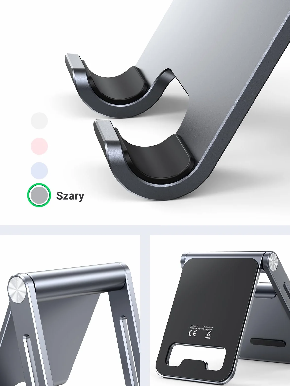 UGREEN Uchwyt na Telefon Aluminiowy Regulowany Składany Kompatybilny z iPhone Galaxy Redmi