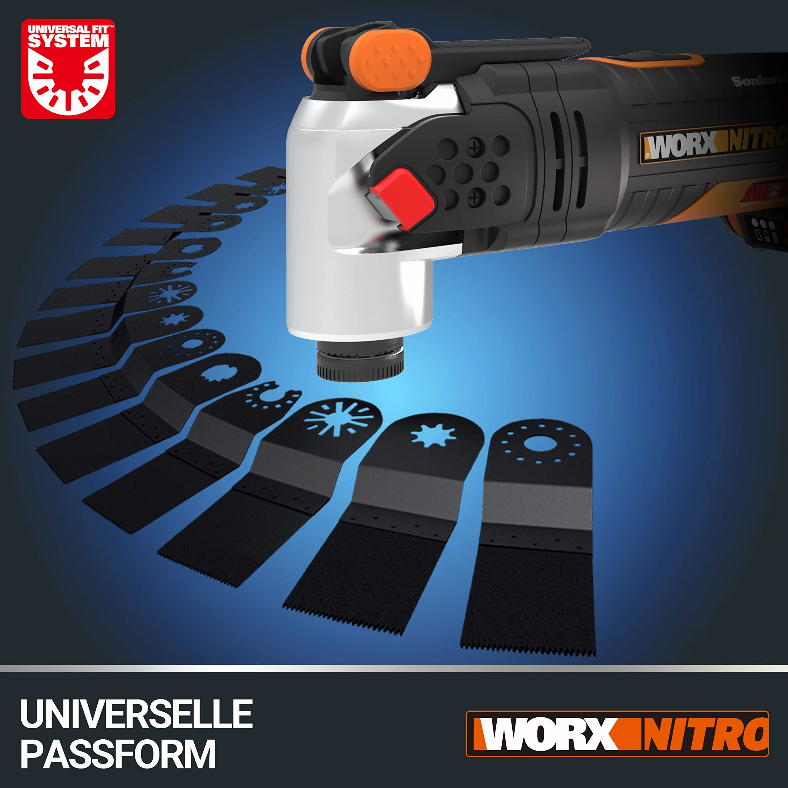 WORX WX693.9 Nitro Sonicrafter Akumulatorowe Narzędzie Wielofunkcyjne 20V, Silnik Bezszczotkowy, do Cięcia, Polerowania, Piłowania, do Obróbki Różnych Materiałów, bez Akumulatora i Ładowarki