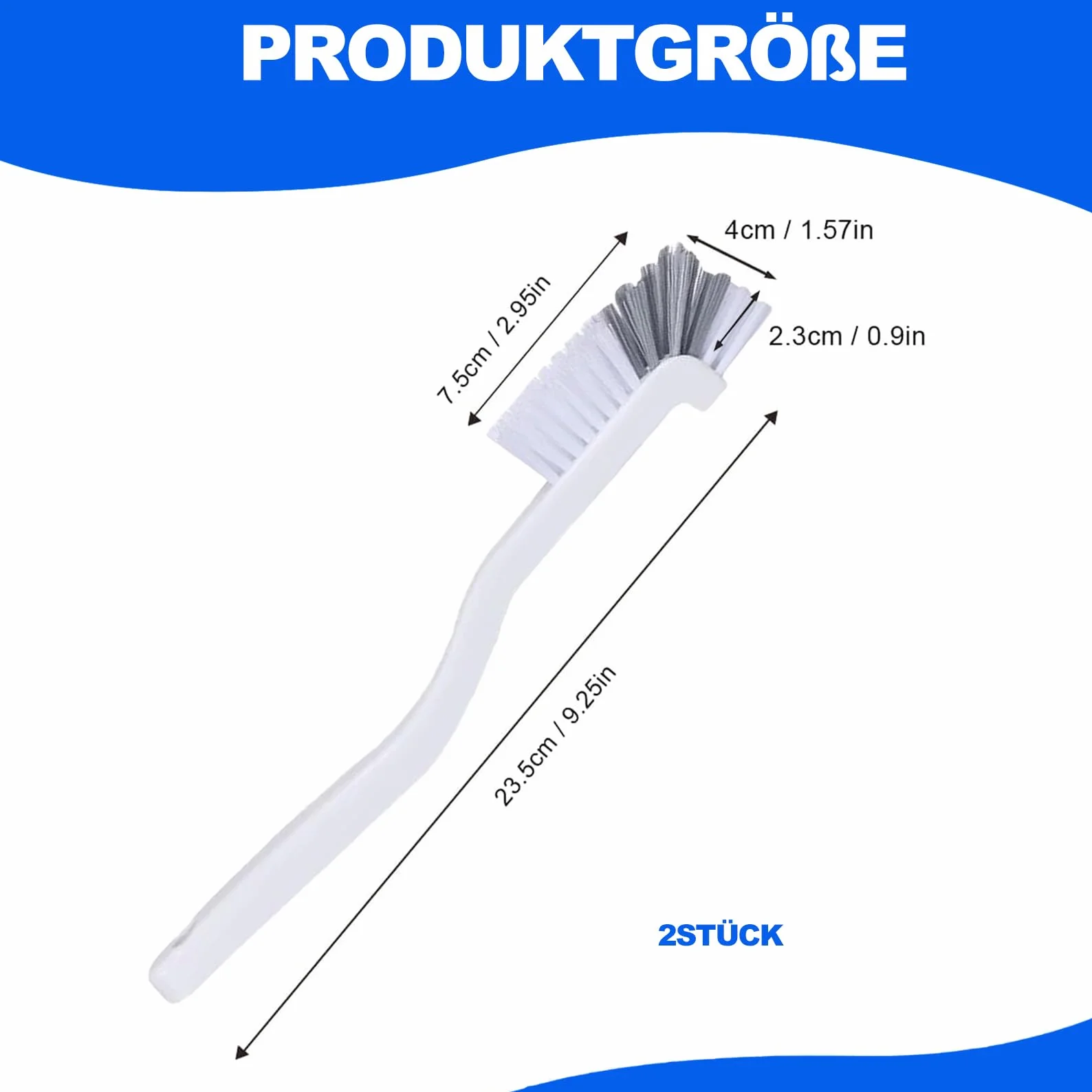 2 szczotki do filiżanek, szczotki do szklanek, prostokątna konstrukcja do czyszczenia ślepych zaułków, szczotki, do czyszczenia filiżanek, butelek, zlewów, otwór do zawieszenia do łatwego