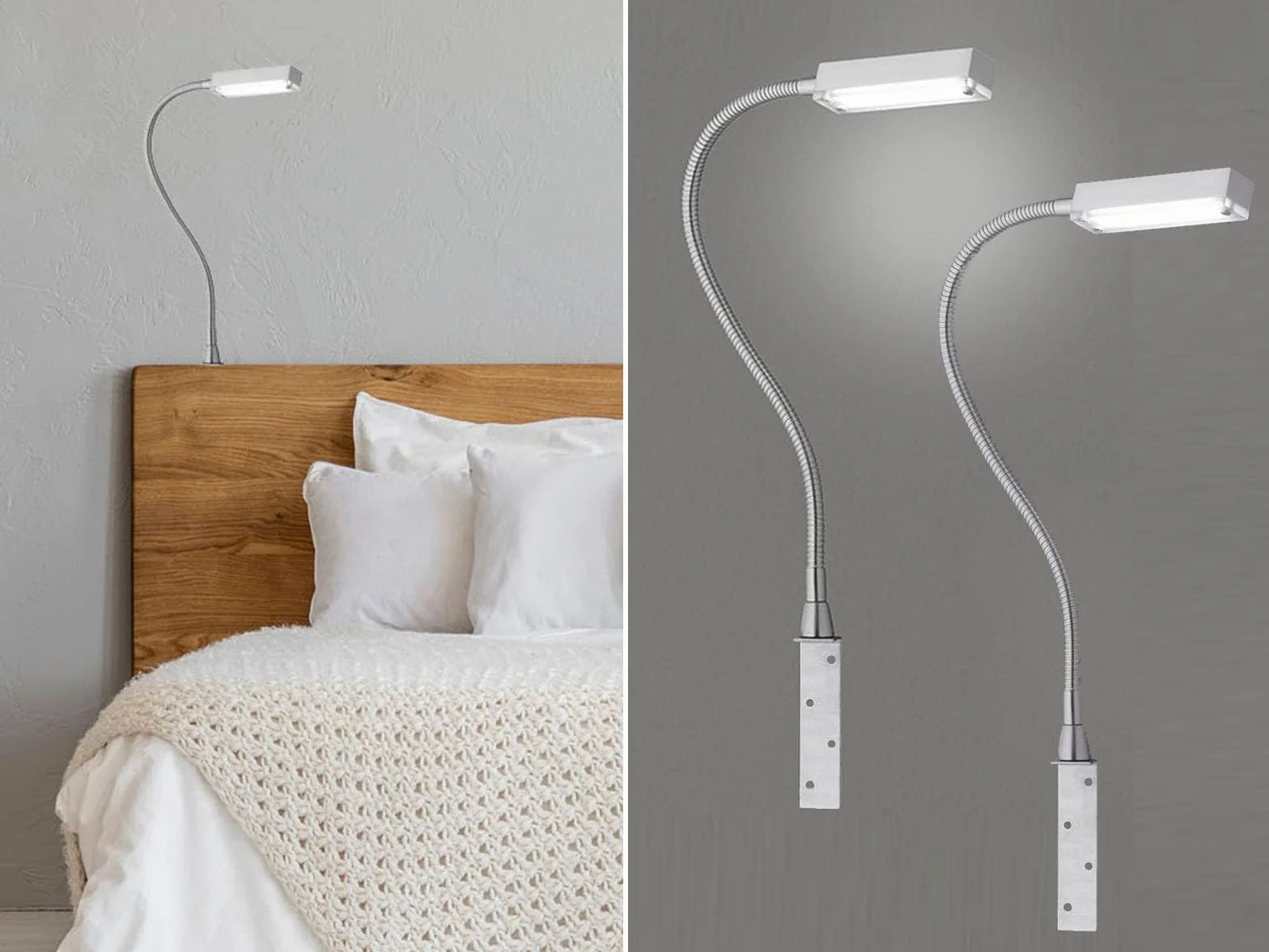 Zestaw 2 lamp LED do czytania i łóżka, do przykręcenia, możliwość ściemniania za pomocą gestów
