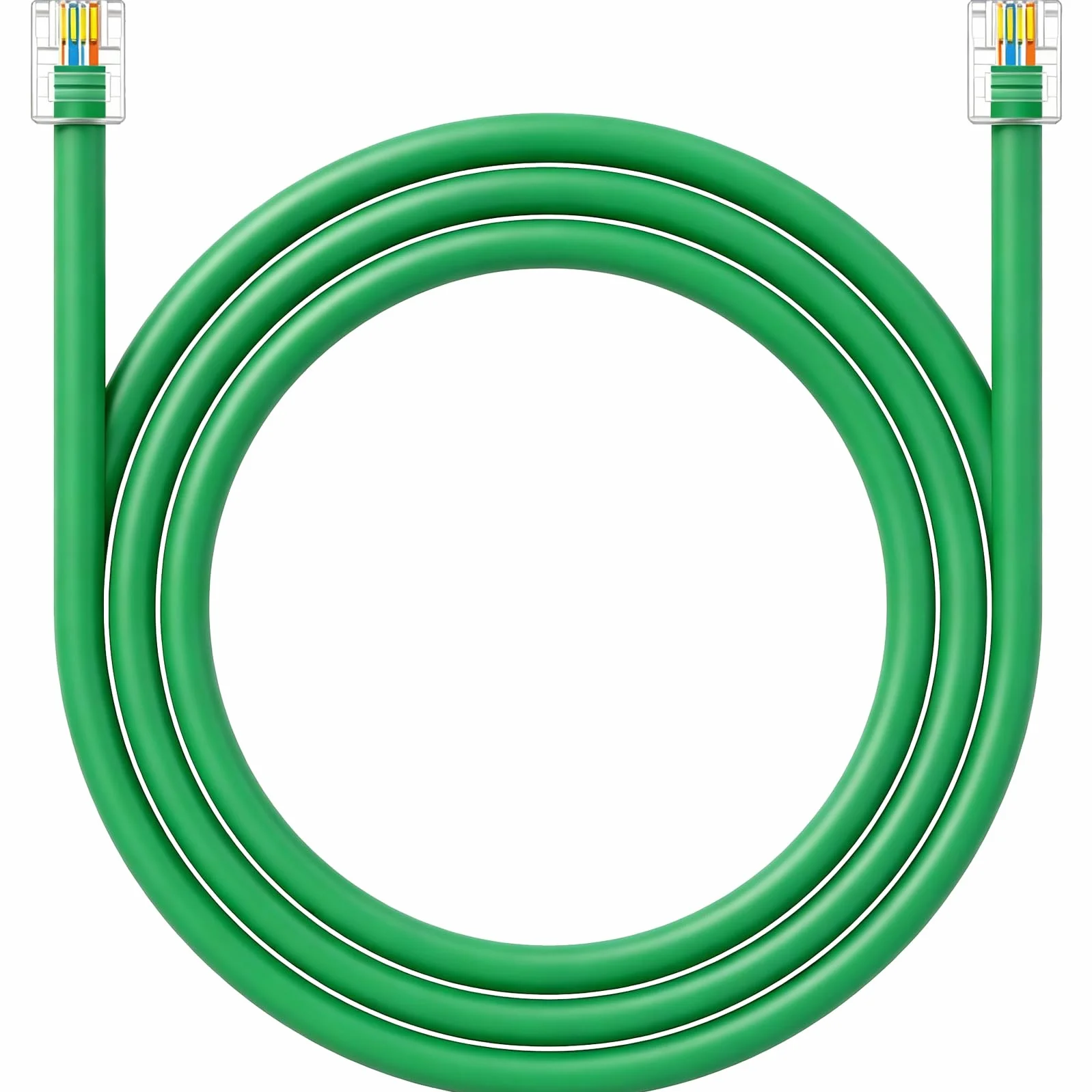 NECABLES CAT5E Kabel do transmisji danych RJ11 DSL, 1,8 m, wytrzymały, szybki do modemu DSL UTP, kompatybilny z ATT RJ11 6P4C męski na męski, zielony - 6 m