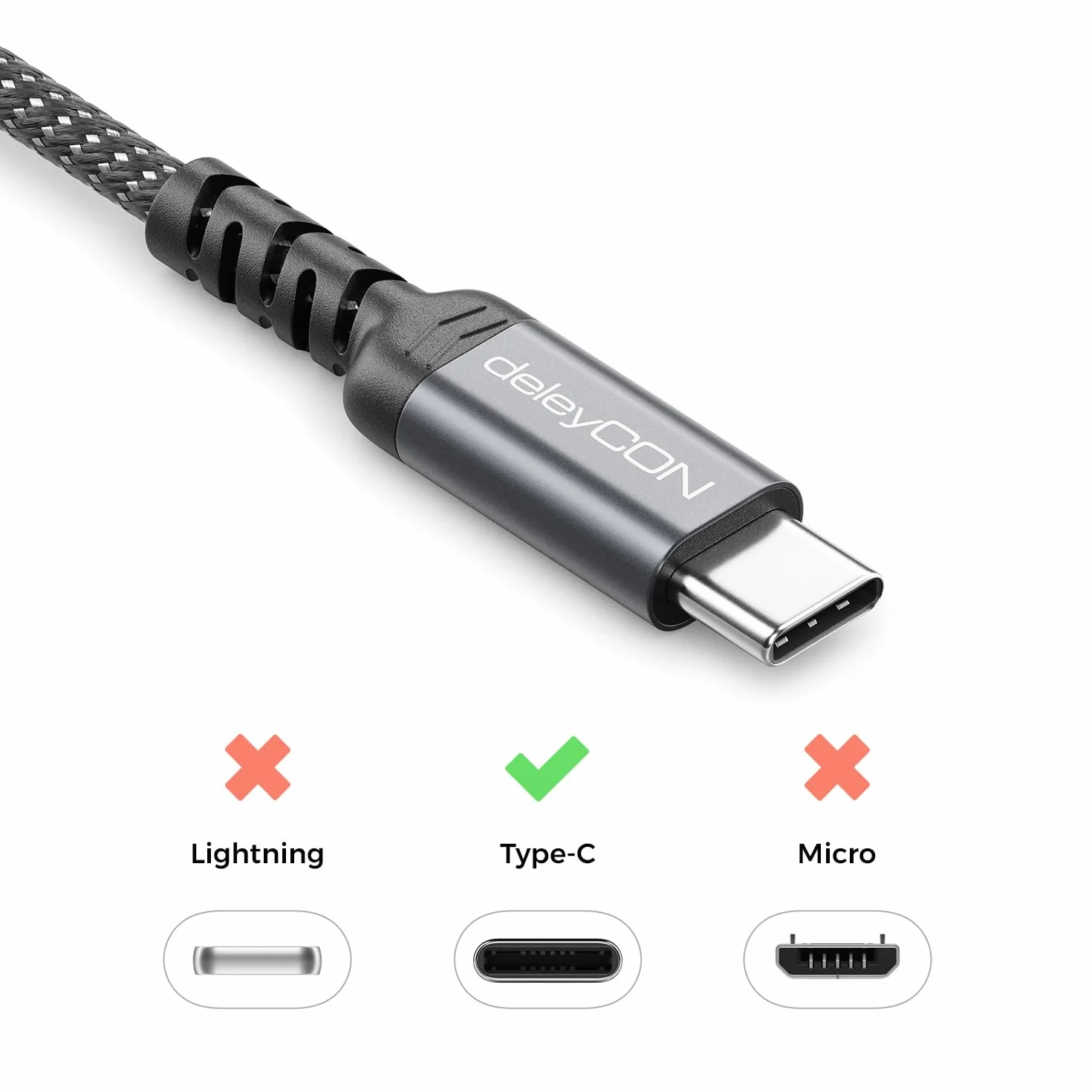 deleyCON 2x 0,30m Kabel USB-C 60W Szybkie ładowanie PD 3.0 PPS USB-C do USB-C do iPhone 16 15 Pro Max Air, Galaxy A16 A56 S25 S24 S23, Pixel, iPad Pro, MacBook