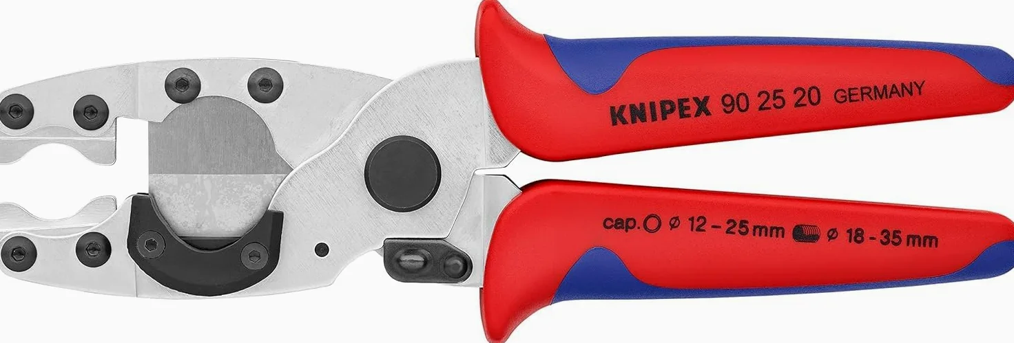 KNIPEX Obcinak do rur kompozytowych i ochronnych w opakowaniu z zawieszką chromowany z osłonkami wielokomponentowymi 210 mm, 90 25 20 SB