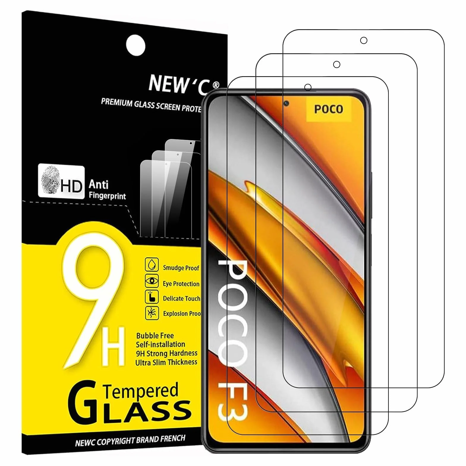 Xiaomi Poco F3 Szkło Hartowane i Folia Ochronna Ochraniacz Ekranu 3 Sztuki
