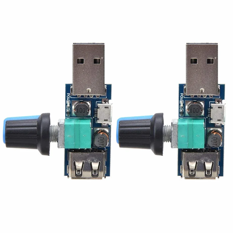 2 Sztuk 5V Wentylator Usb Bezstopniowy Regulator Prędkości Z Przełącznikiem Moduł Prędkości Regulator Prędkości Wyciszenie Chłodzenia Wielobiegowy Regulator Prędkości Wiatru Dla Domu Biurowego