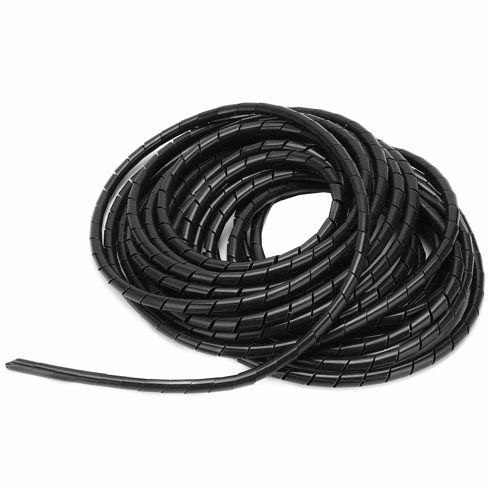 Elastyczny Organizer do Kabli, 10m, Spiralny Oplot Kablowy, 8mm, Czarny, PVC, do Sal Komputerowych i Biur
