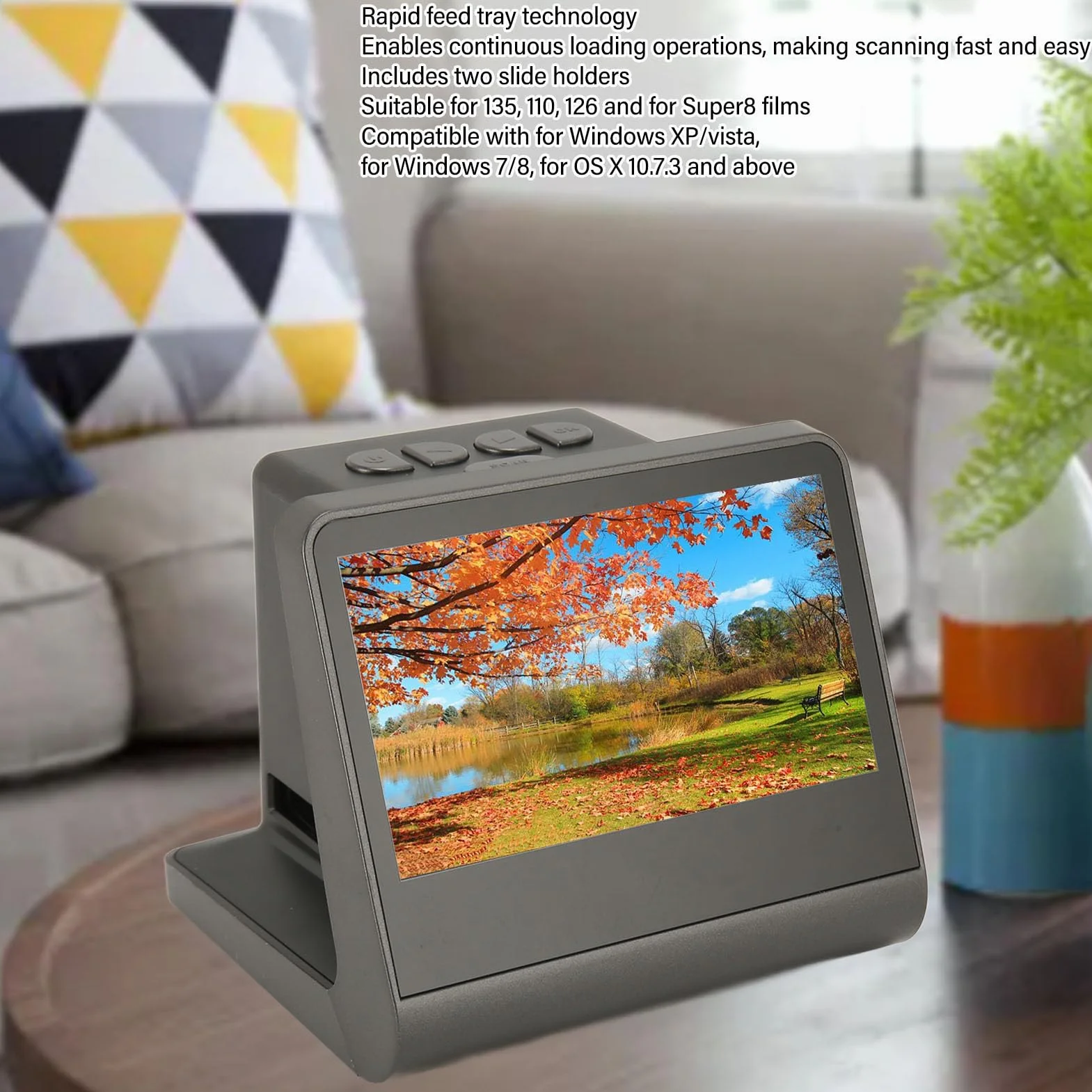 Cyfrowy Skaner do Slajdów 5-calowy Ekran LCD 48 MP USB C/Mini 135 126KPK 110