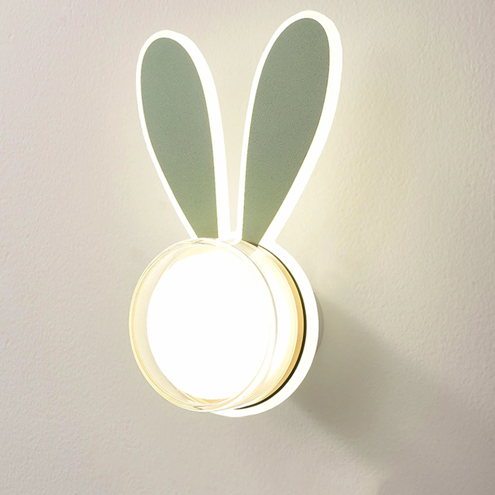AoLa Dziecięca lampa ścienna LED królik lampa ścienna lampka nocna królik lampka nocna lampka ścienna oświetlenie do pokoju dziecięcego sypialnia, prezent dla dziewczynki chłopca,Green