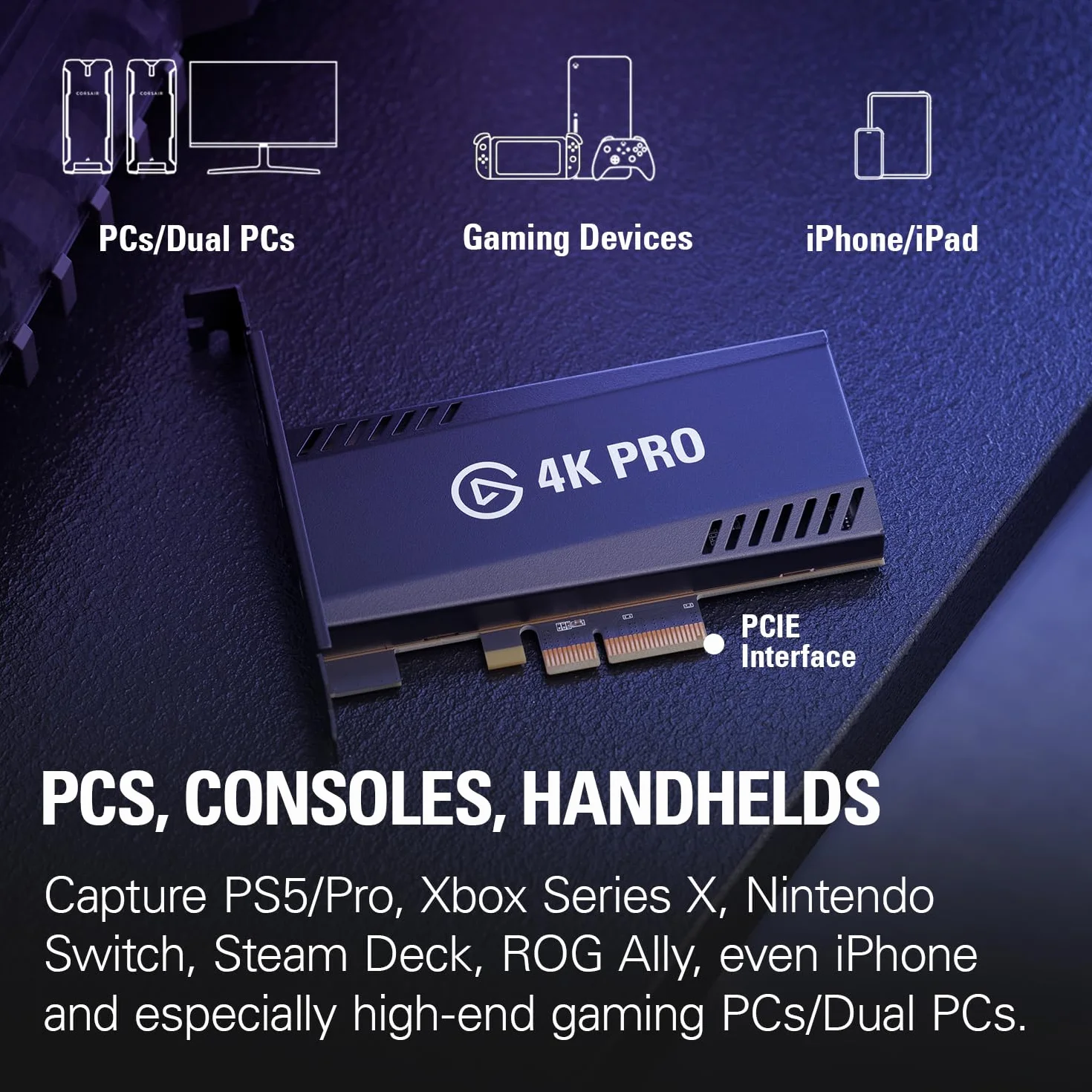 Elgato 4K Pro karta do przechwytywania obrazu wewnętrzna 8K60/4K60 HDR10 PS5 Xbox Series X/S OBS