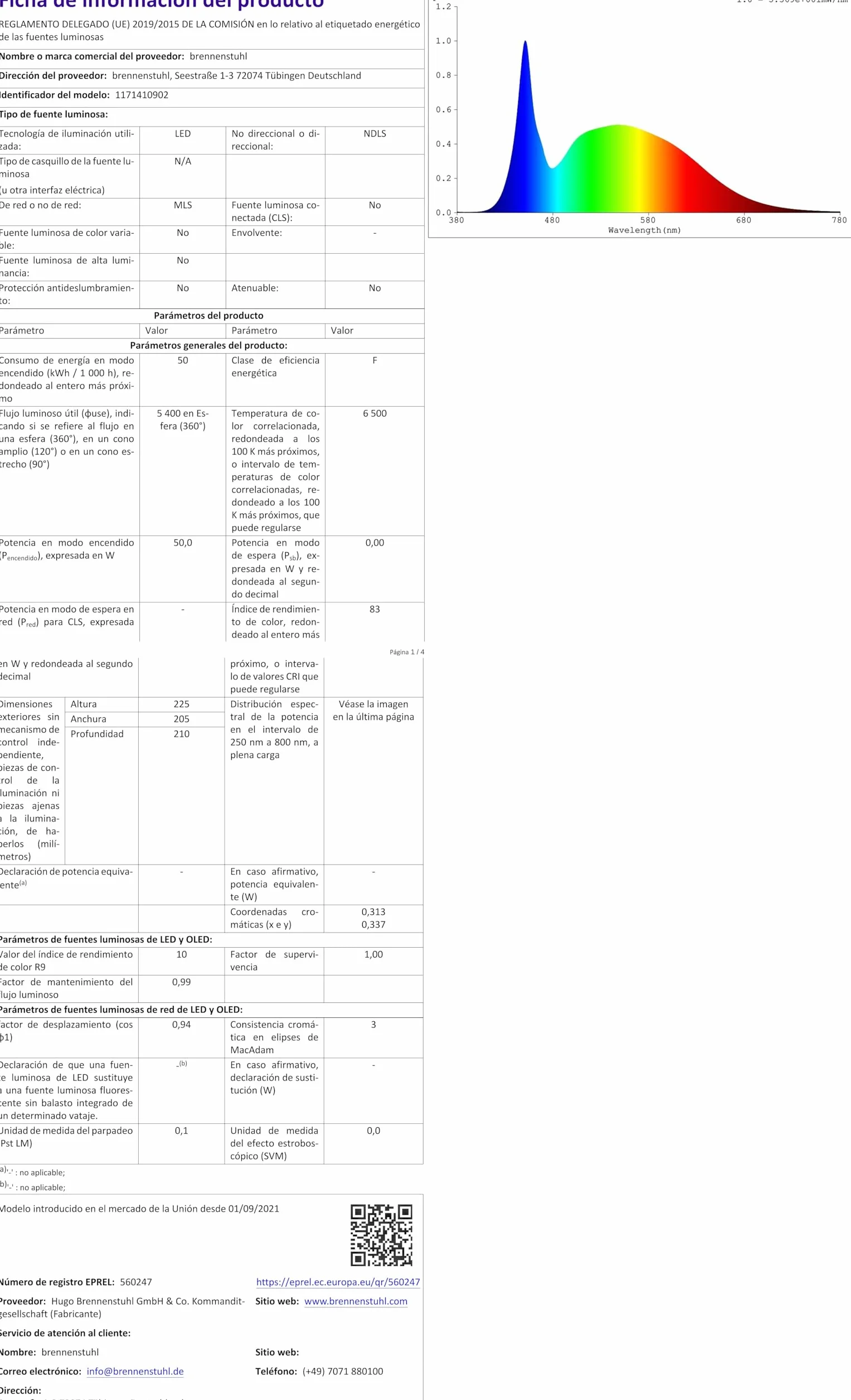 Brennenstuhl mobilny reflektor LED 360° / reflektor budowlany LED 50W (reflektor roboczy 5400lm, kabel 5 m i bryzgoszczelne gniazdo z samozamykającą się pokrywą, IP54), 1171410902