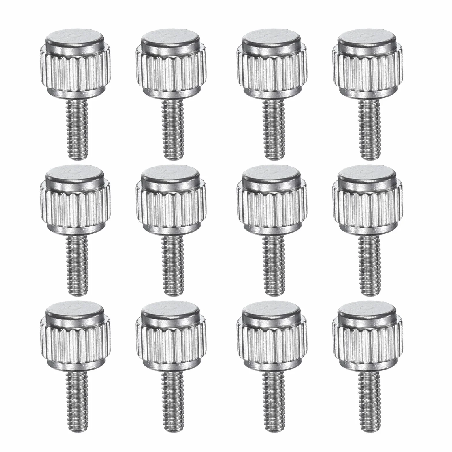 QUARKZMAN 12 sztuk radełkowanych śrub na kciuk M2 x 6 mm, śruby blokujące ze stali nierdzewnej, okrągłe płaskie guziki do suwmiarki, akcesoria, srebrne