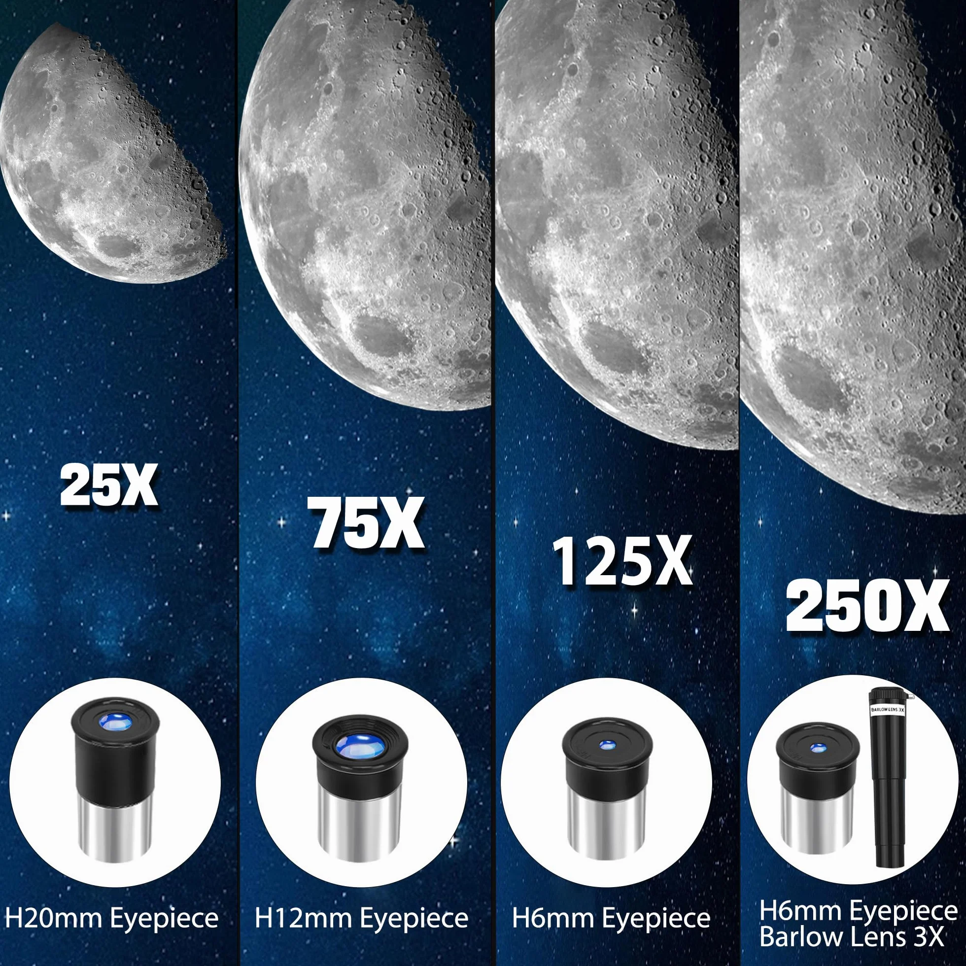 Teleskop astronomiczny 70/500, przenośne teleskopy astronomiczne dla dzieci, dorosłych, początkujących, obserwowanie gwiazd z wysuwanym statywem, uchwytem na telefon, filtrem księżycowym