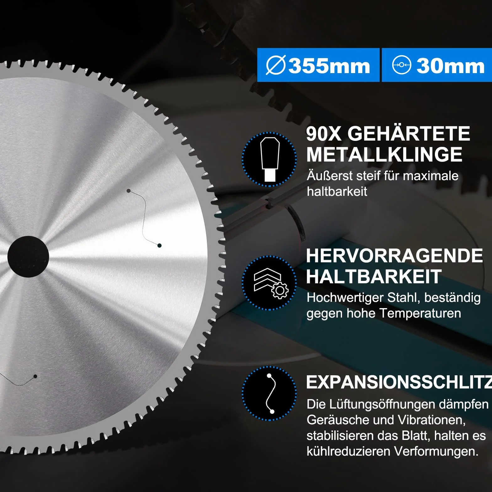 Piła tarczowa HM 355 mm 90 zębów do metalu stali piła stołowa