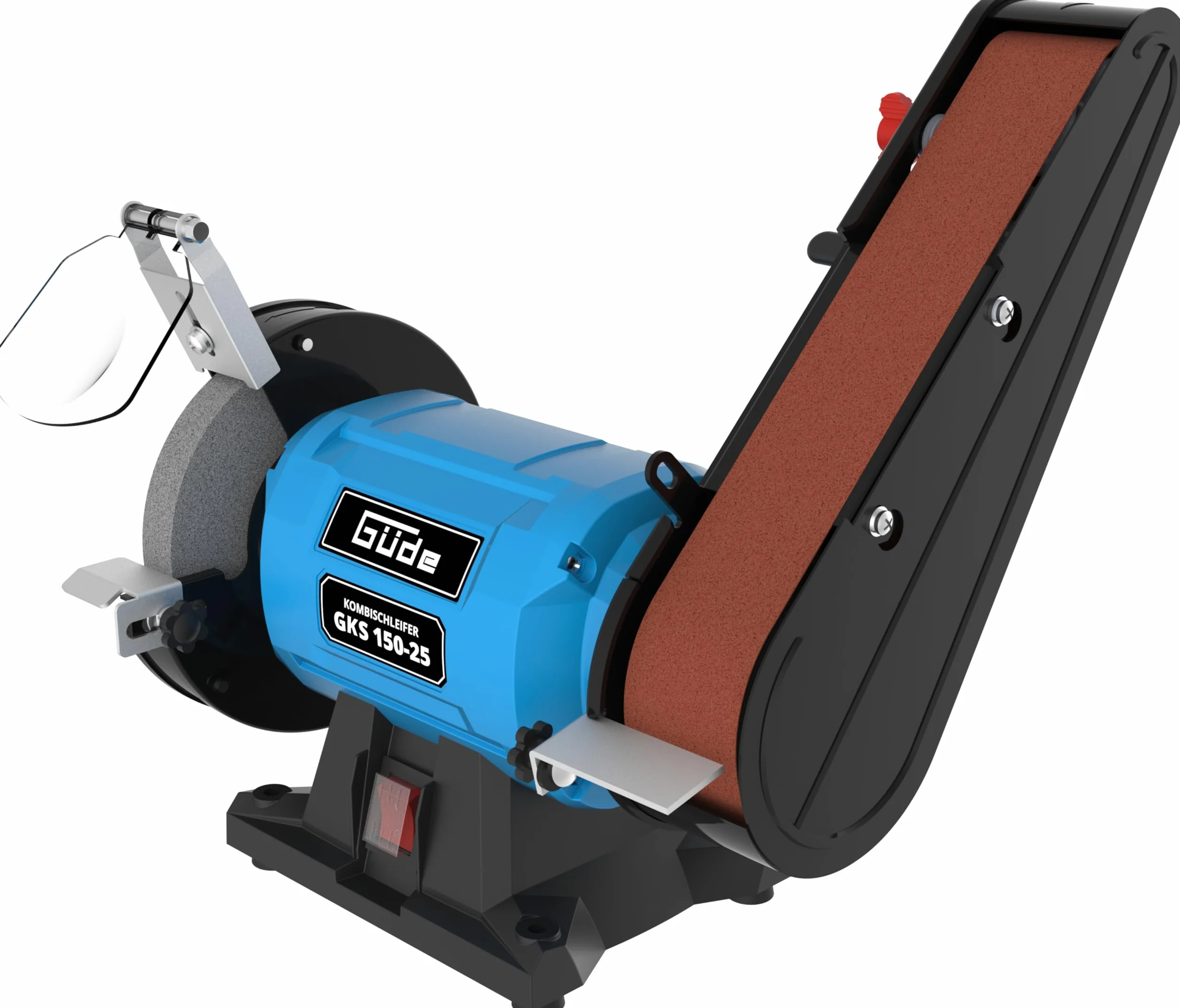 Güde Szlifierka kombinowana GKS 150-25 (250 W, 2980 1/min, silnik kondensatorowy, stabilna podstawa maszyny, regulacja urządzenia zabezpieczającego przed iskrami, drobna tarcza szlifierska ø 150 mm 36
