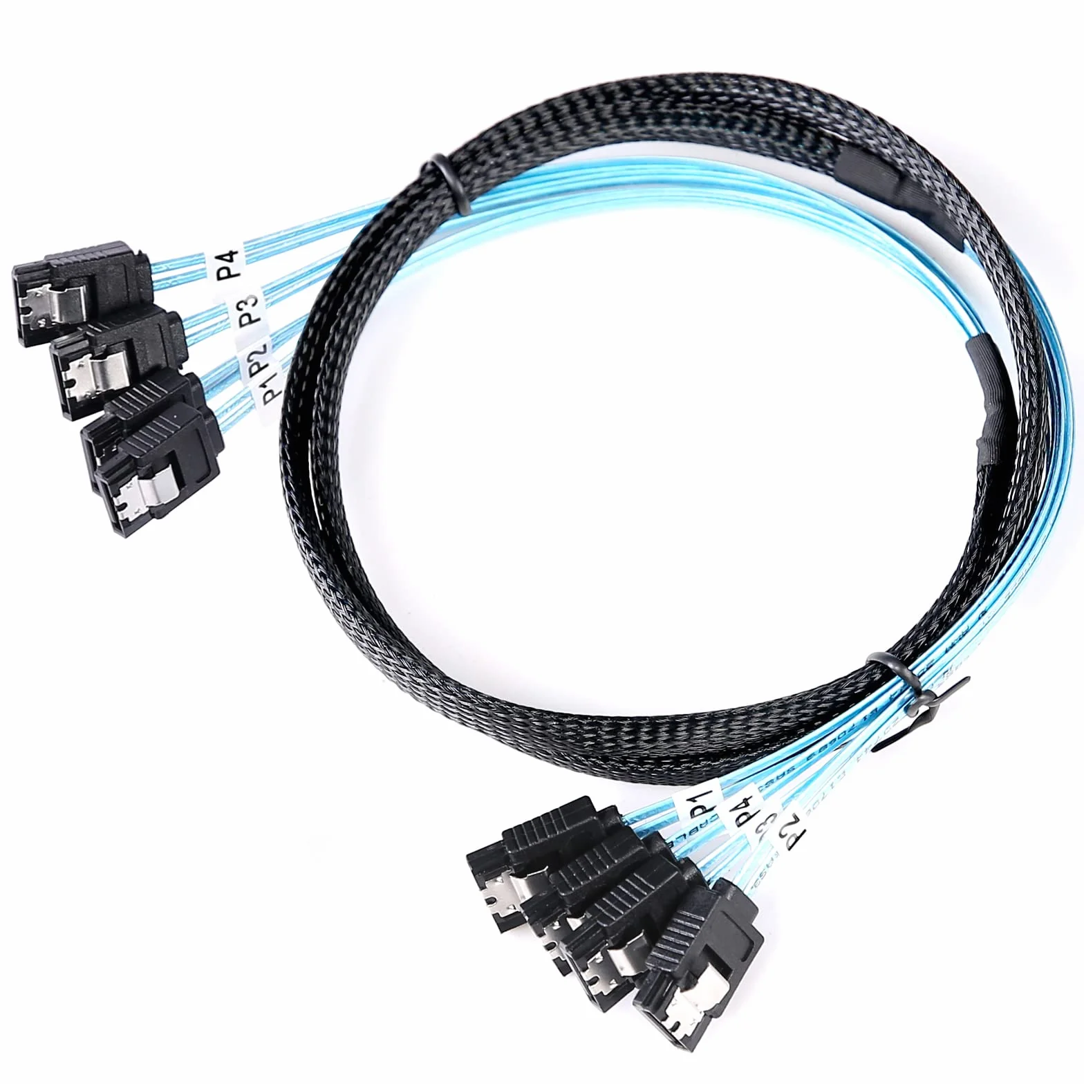 ADCAUDX Kabel SATA III, 1 m, 4 szt./zestaw, SATA-6 GB/s, HDD-SDD, zamiennik do komputera Bitcoin, SSD, dysku twardego, CD, DVD Drives Raid (1 m)