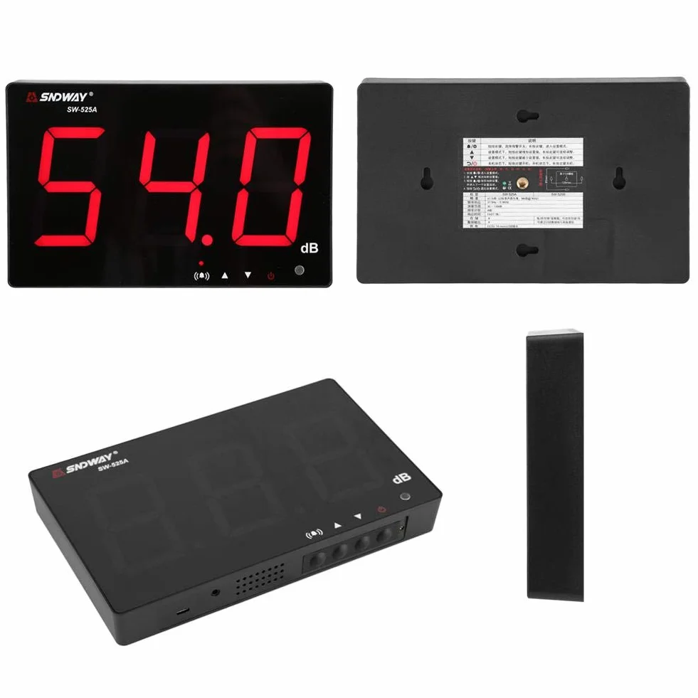 Wall-mounted Sound Decibel Meter,Fast Responding Real Time Monitoring 9.6 Inch LCD Digital Display Environmental Noise Volume Meter 30~130dB